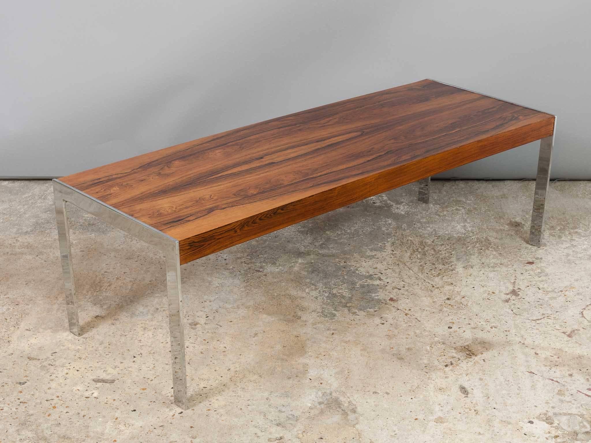 1960s Midcentury Merrow Associates Rosewood Chrome Coffee Table Richard Young In Good Condition In London, GB