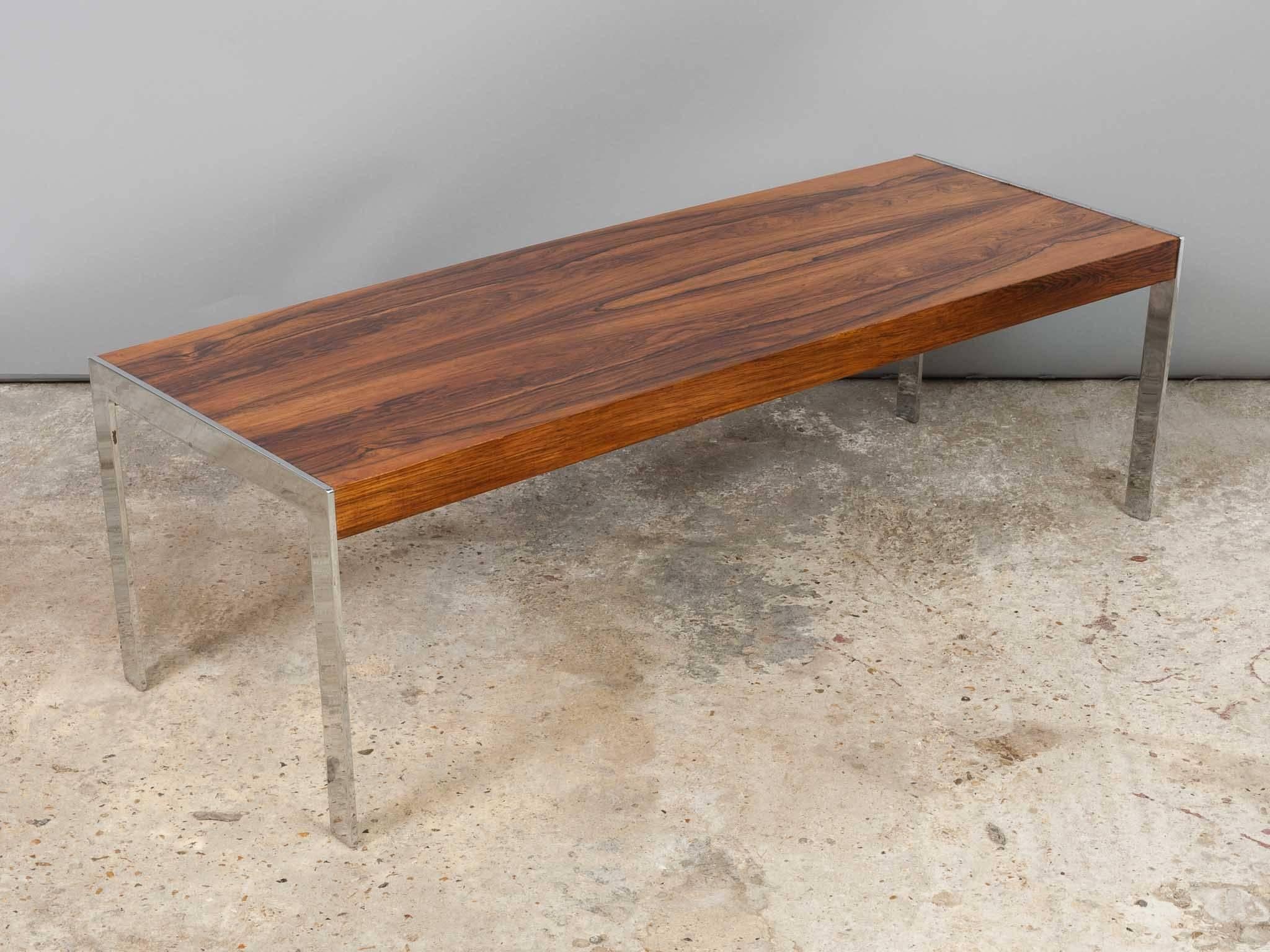 20th Century 1960s Midcentury Merrow Associates Rosewood Chrome Coffee Table Richard Young