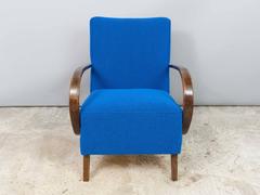 Pair of Czech Art Deco 1930s Armchairs, Jindrich Halabala in Tibor Reich Fabric