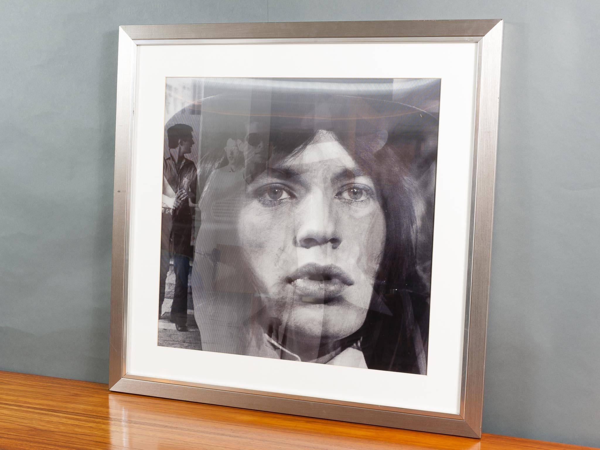 Modern Mick Jagger Black and White Framed Lenticular by Matthew Andrews