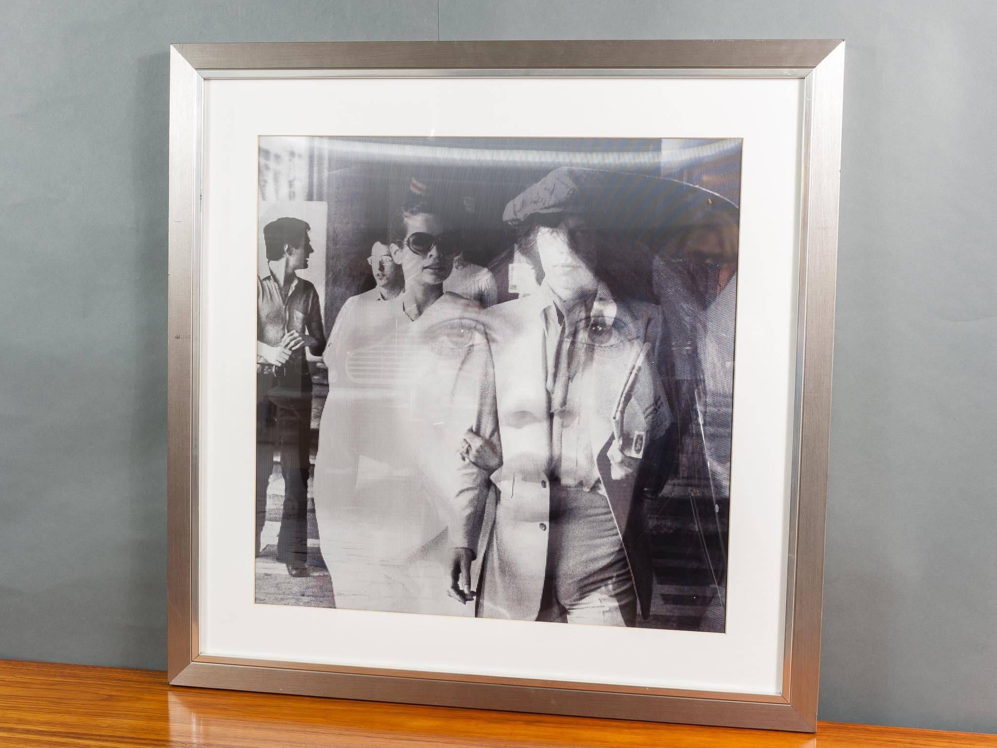 British Mick Jagger Black and White Framed Lenticular by Matthew Andrews