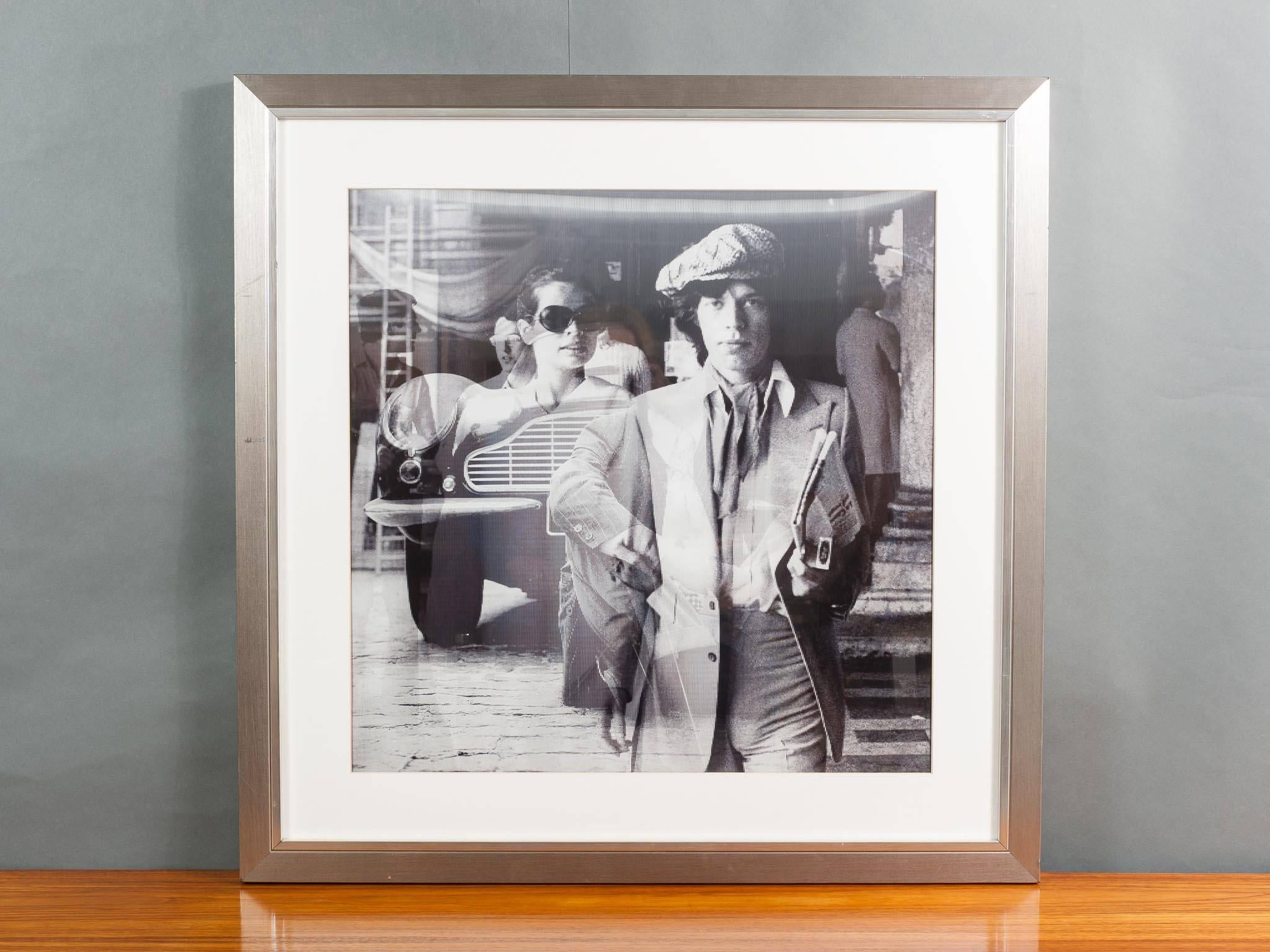 Mick Jagger Black and White Framed Lenticular by Matthew Andrews In Good Condition In London, GB