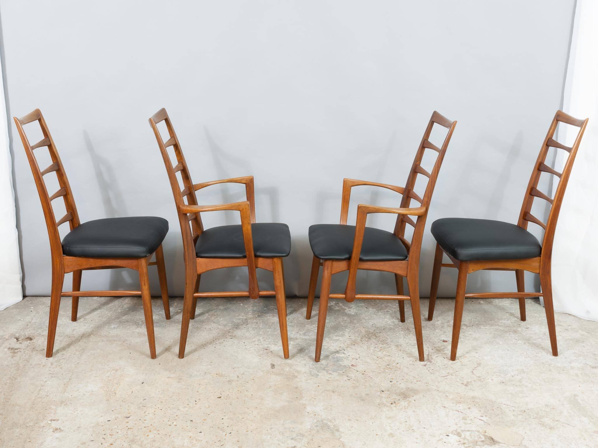 20th Century Set of 8 Danish Teak Ladder Back Niels Koefoed Dining Chairs, Koefoed Hornslet