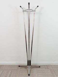 1960s Midcentury Tall Belgian Triangular Chrome Coat Stand by Tubax