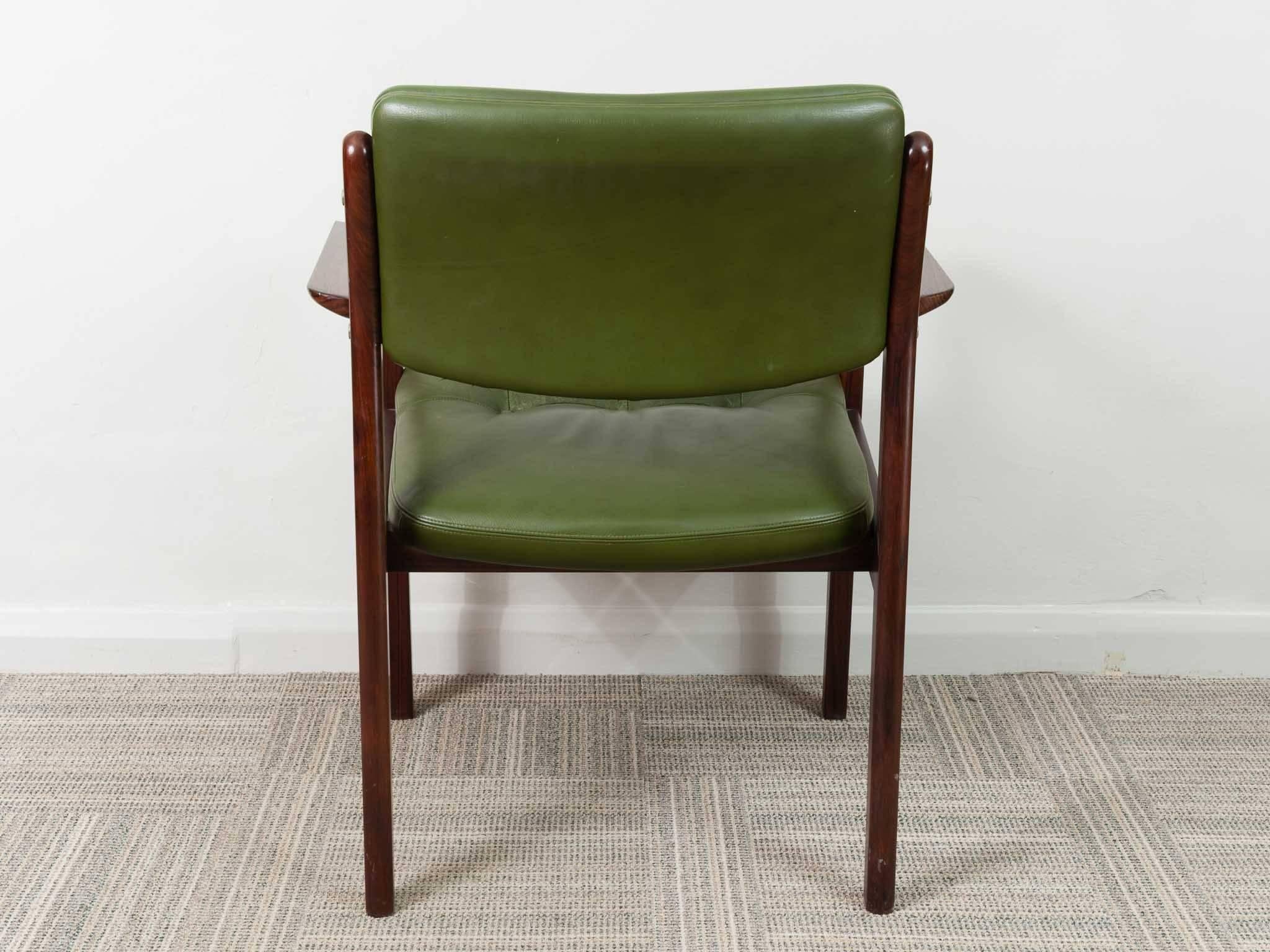 Danish 1960s Arne Vodder Rosewood and Green Leather Armchairs for Sibast Mobler 2