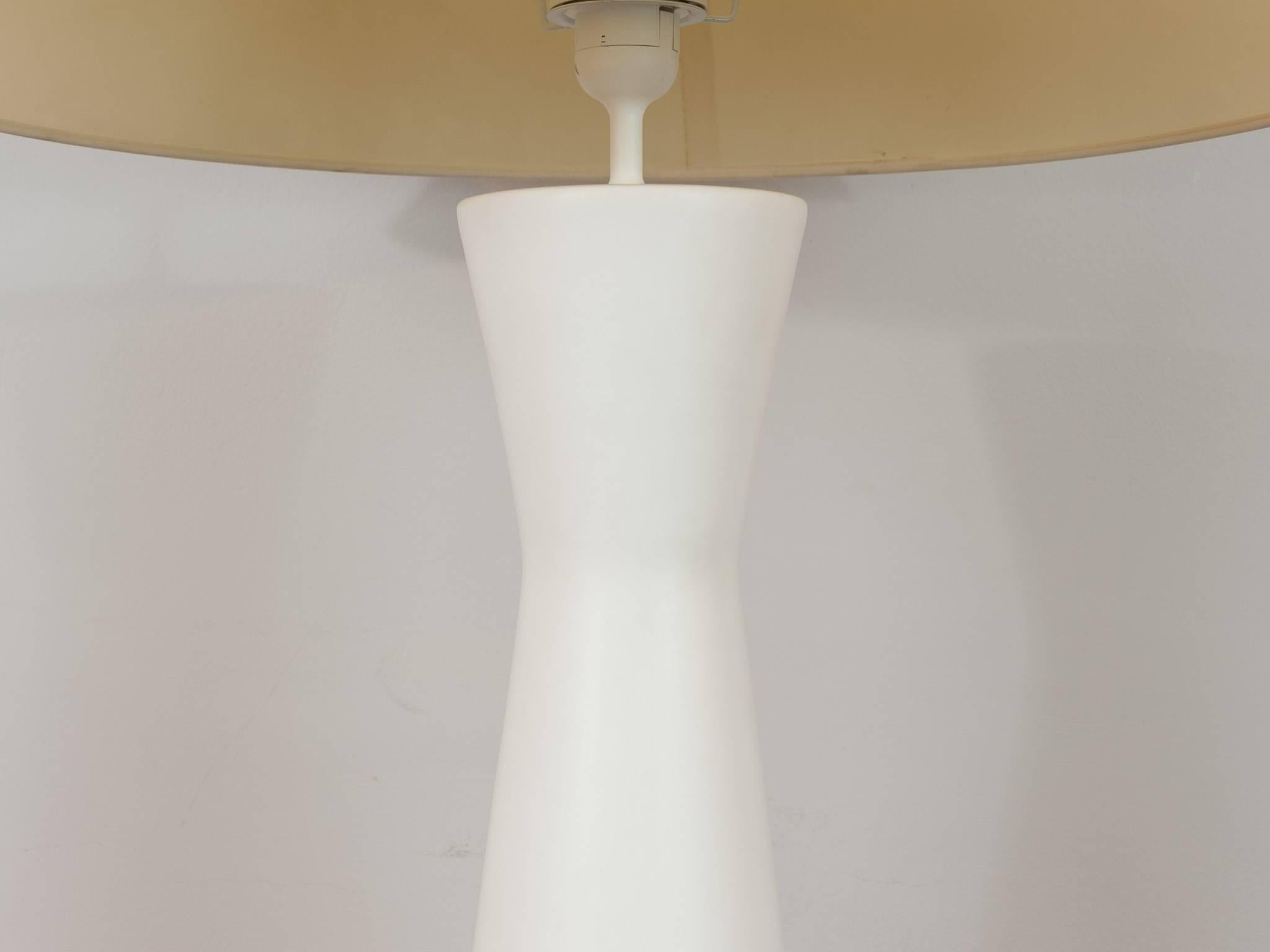 Mid-Century Modern Midcentury Vintage Large Opaque White Glass Lamps with Original Shades