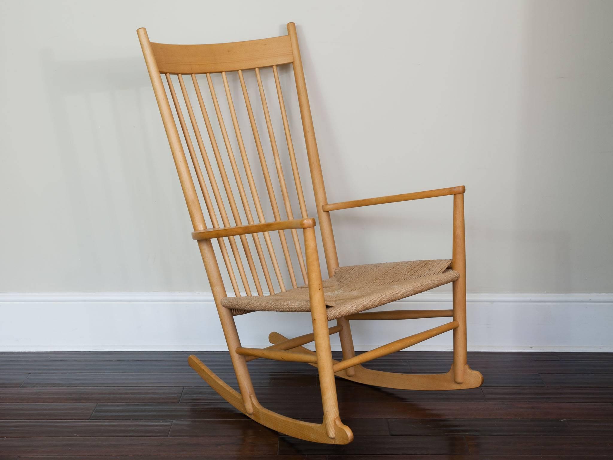 Danish J16 Beech Rocking Chair by Fredericia Designed by Hans J. Wegner 1