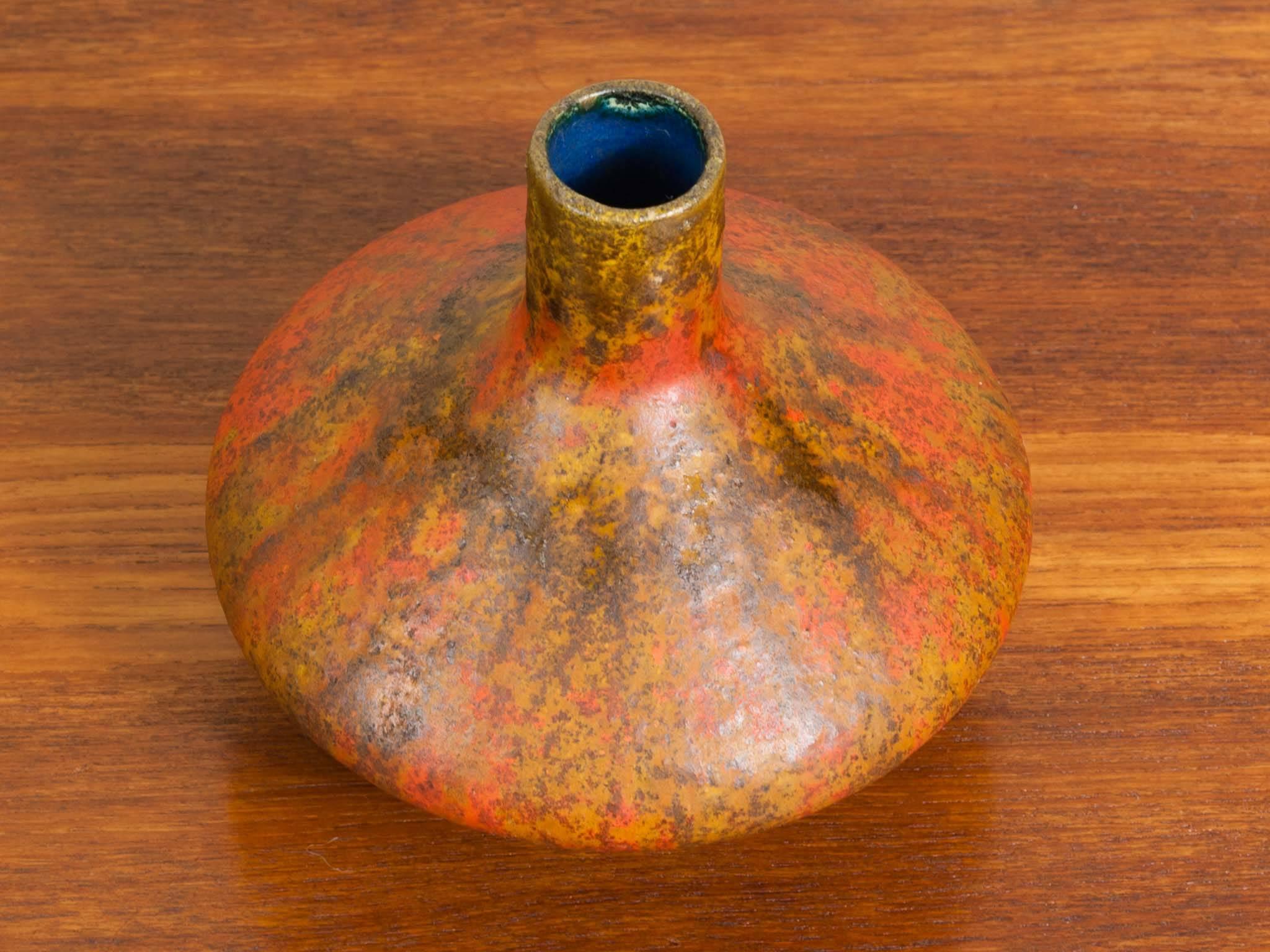 Mid-Century Modern 1970s German Otto Keramik Orange UFO Vase