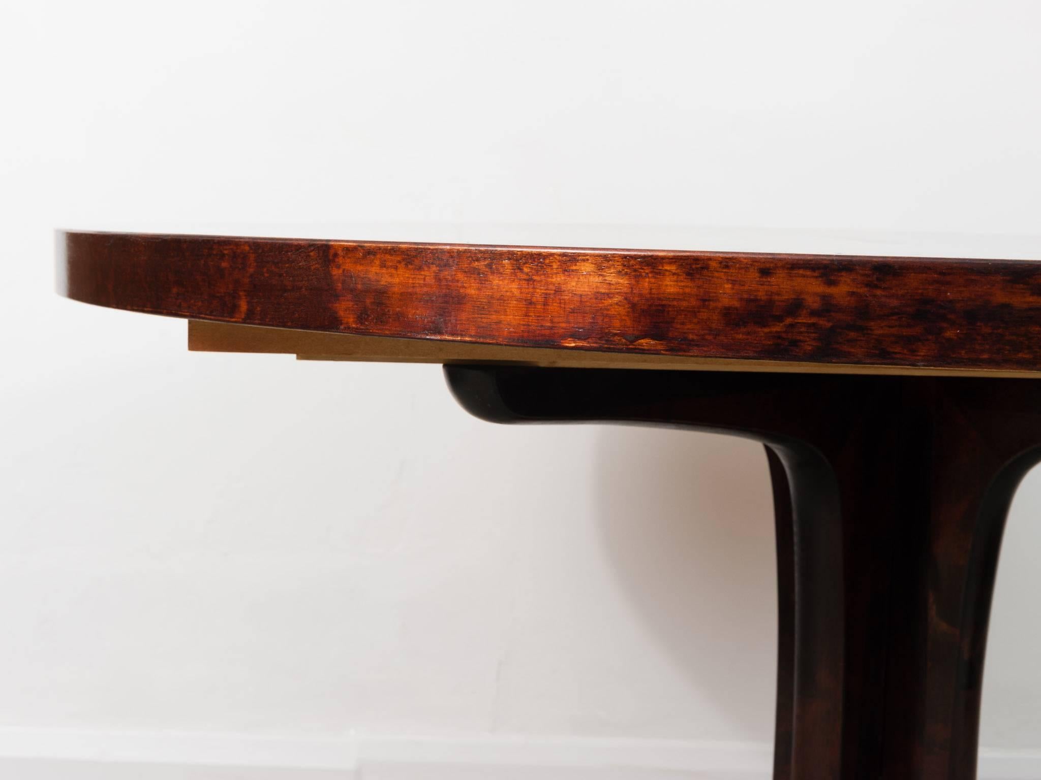 Mid-Century Modern Midcentury Finnish Isku Rosewood Extendable Pedestal Dining Table