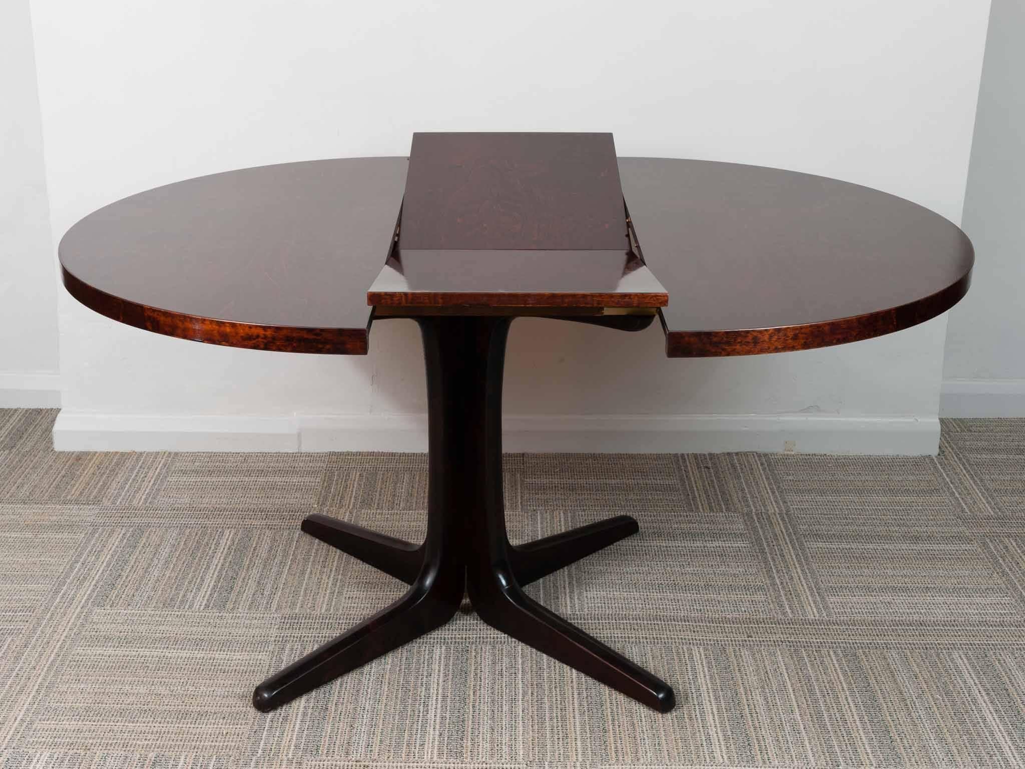 20th Century Midcentury Finnish Isku Rosewood Extendable Pedestal Dining Table