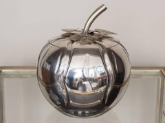 1970s Vintage Italian Large Chrome Pumpkin Ice Bucket