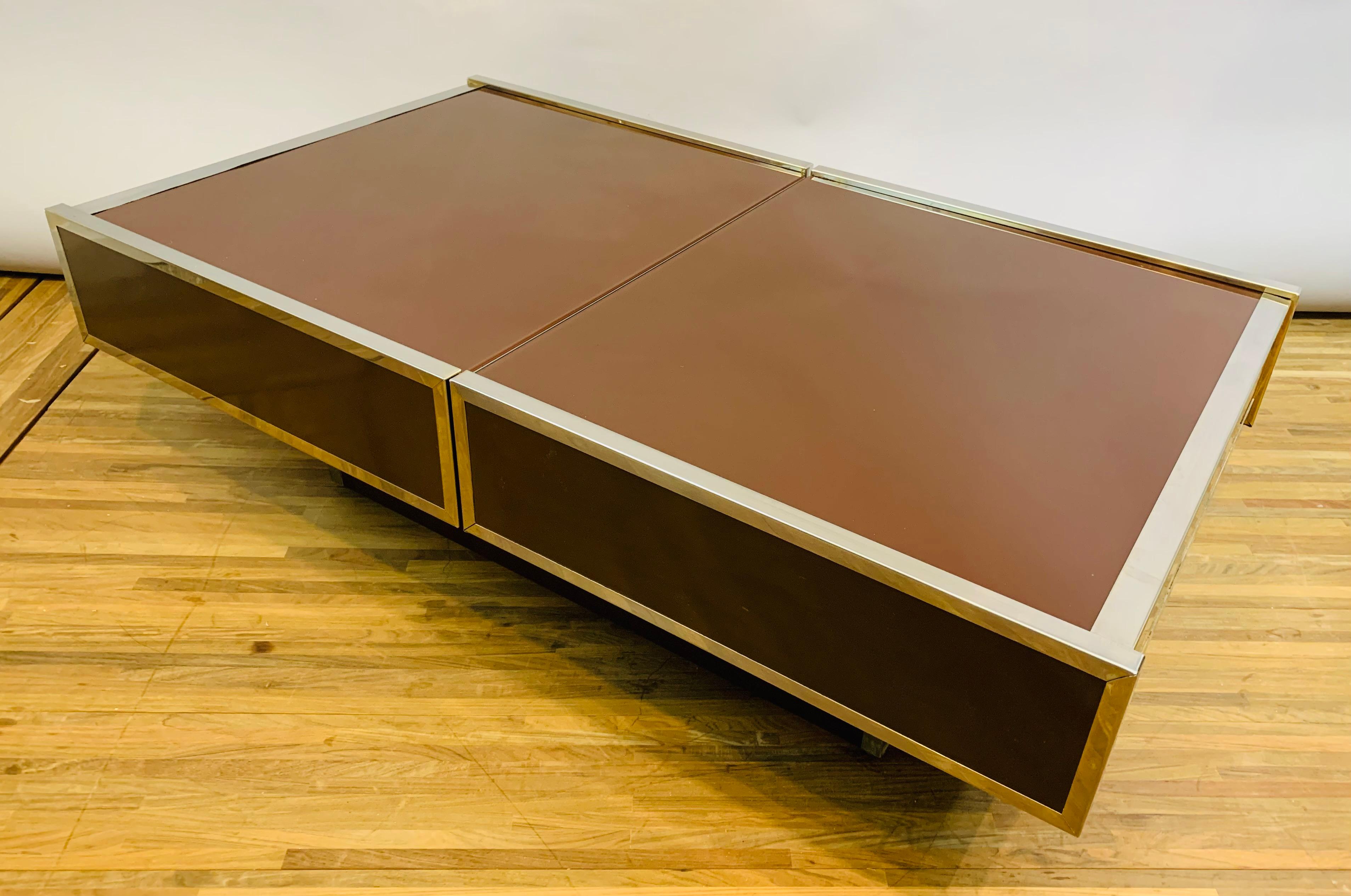 1970s Italian Willy Rizzo for Cidue Extendable Dry Bar Cocktail Coffee Table 5