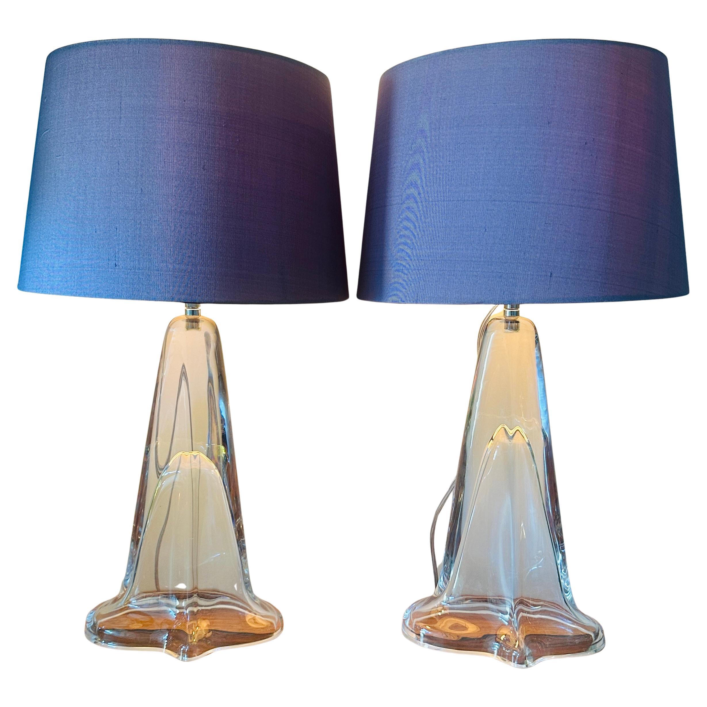 Paire de lampes de table en cristal ovale transparent Peill & Putzler des années 1970 en vente