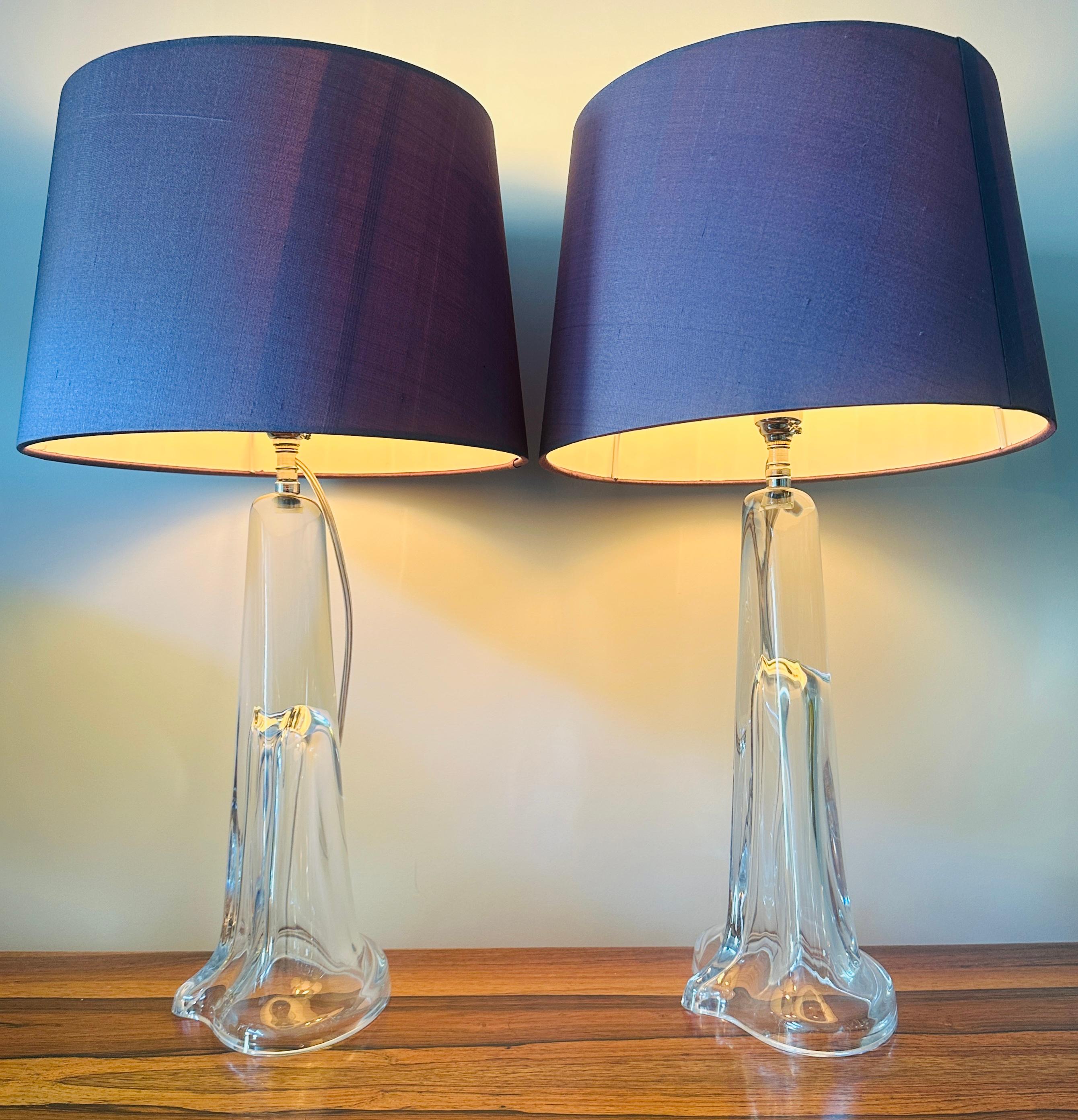 Paire de lampes de table en cristal ovale transparent Peill & Putzler des années 1970 en vente 1