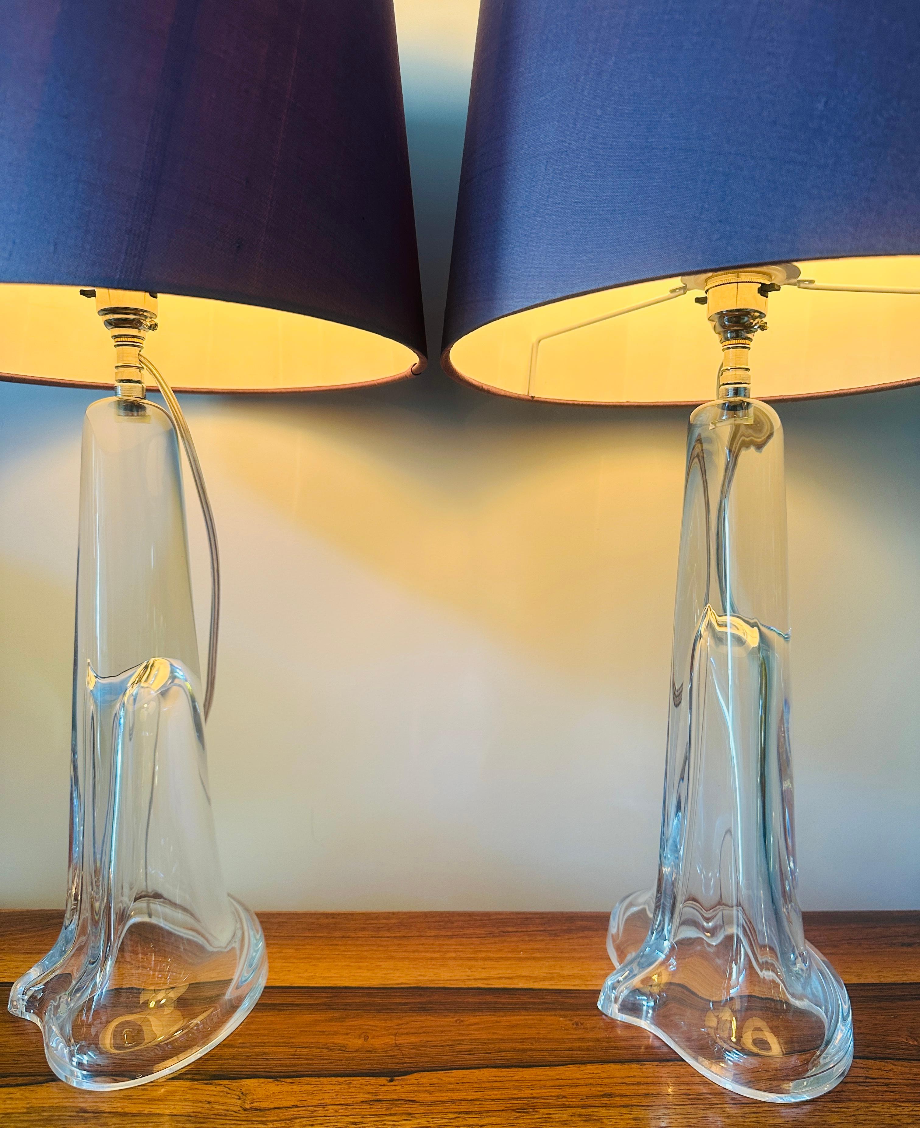 Verre Paire de lampes de table en cristal ovale transparent Peill & Putzler des années 1970 en vente