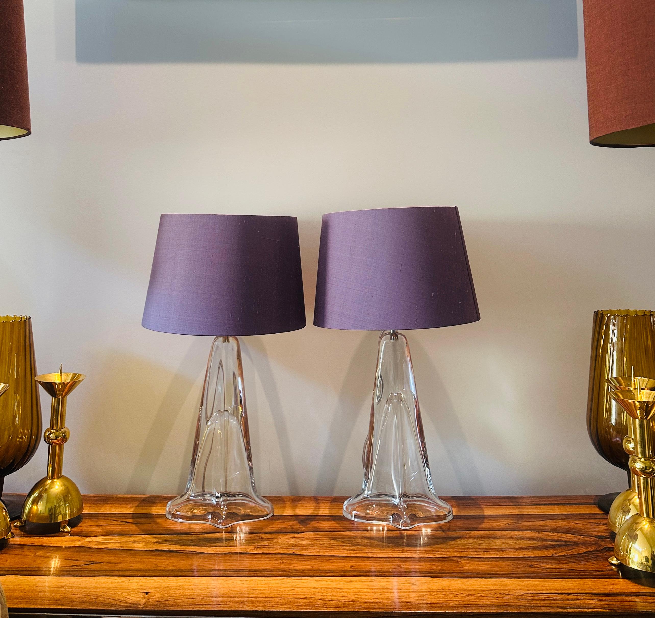 Paire de lampes de table en cristal ovale transparent Peill & Putzler des années 1970 en vente 6