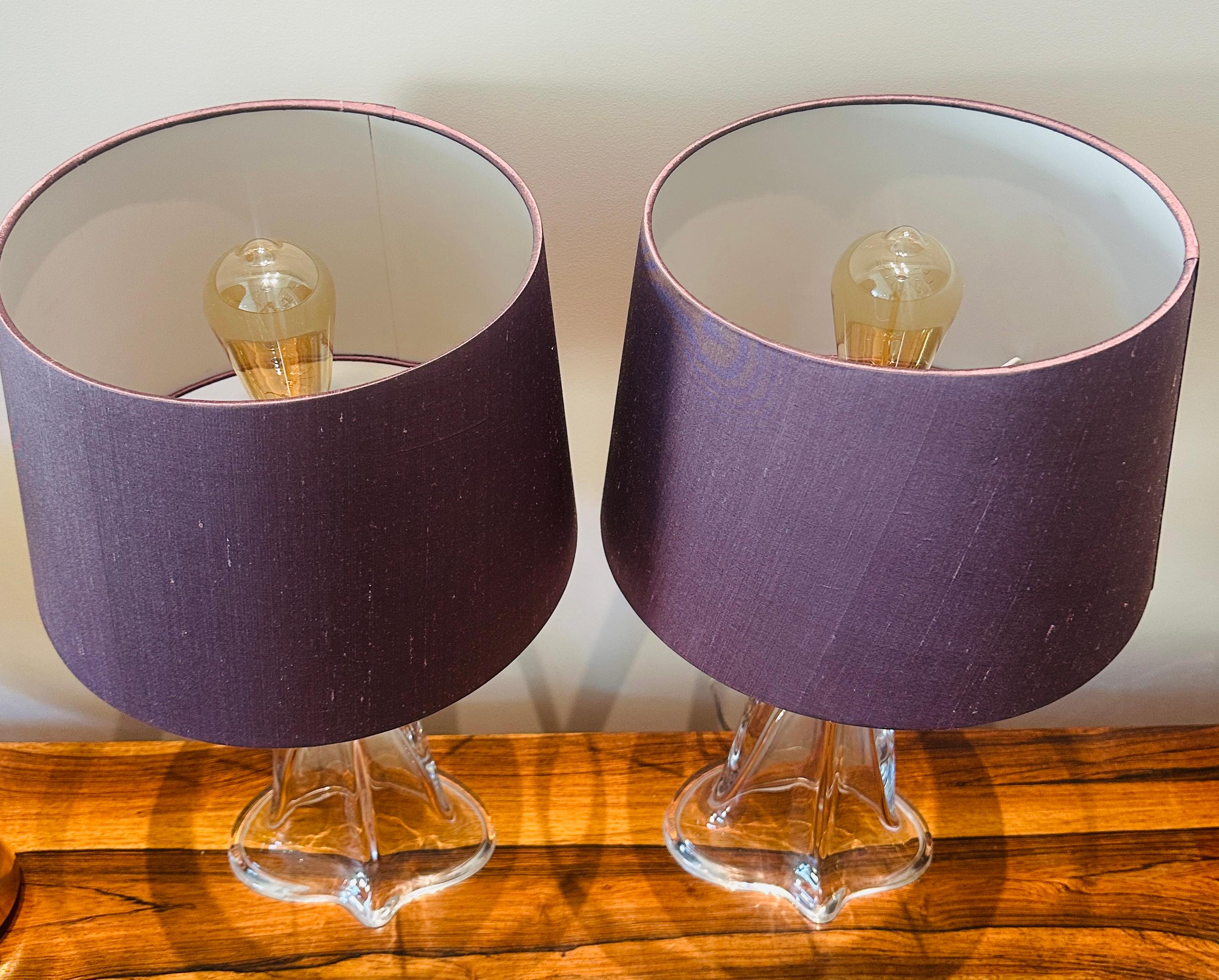 Paire de lampes de table en cristal ovale transparent Peill & Putzler des années 1970 en vente 11