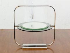 Vintage Chrome and Green Tinted Glass Vanity Mirror Engraved by Christian Dior