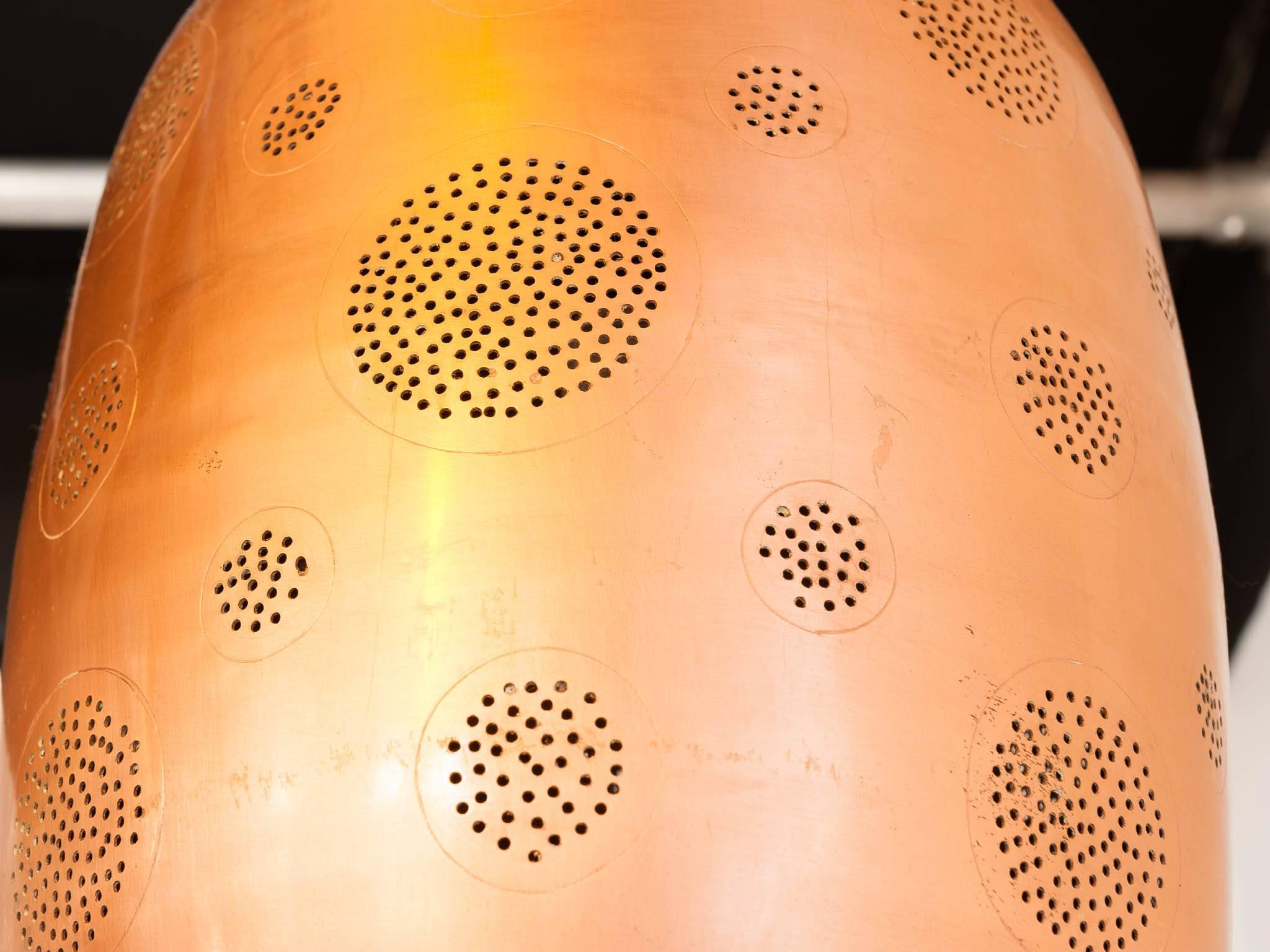 Other 1950s Copper Punched Hole Moroccan Pendant Hanging Light