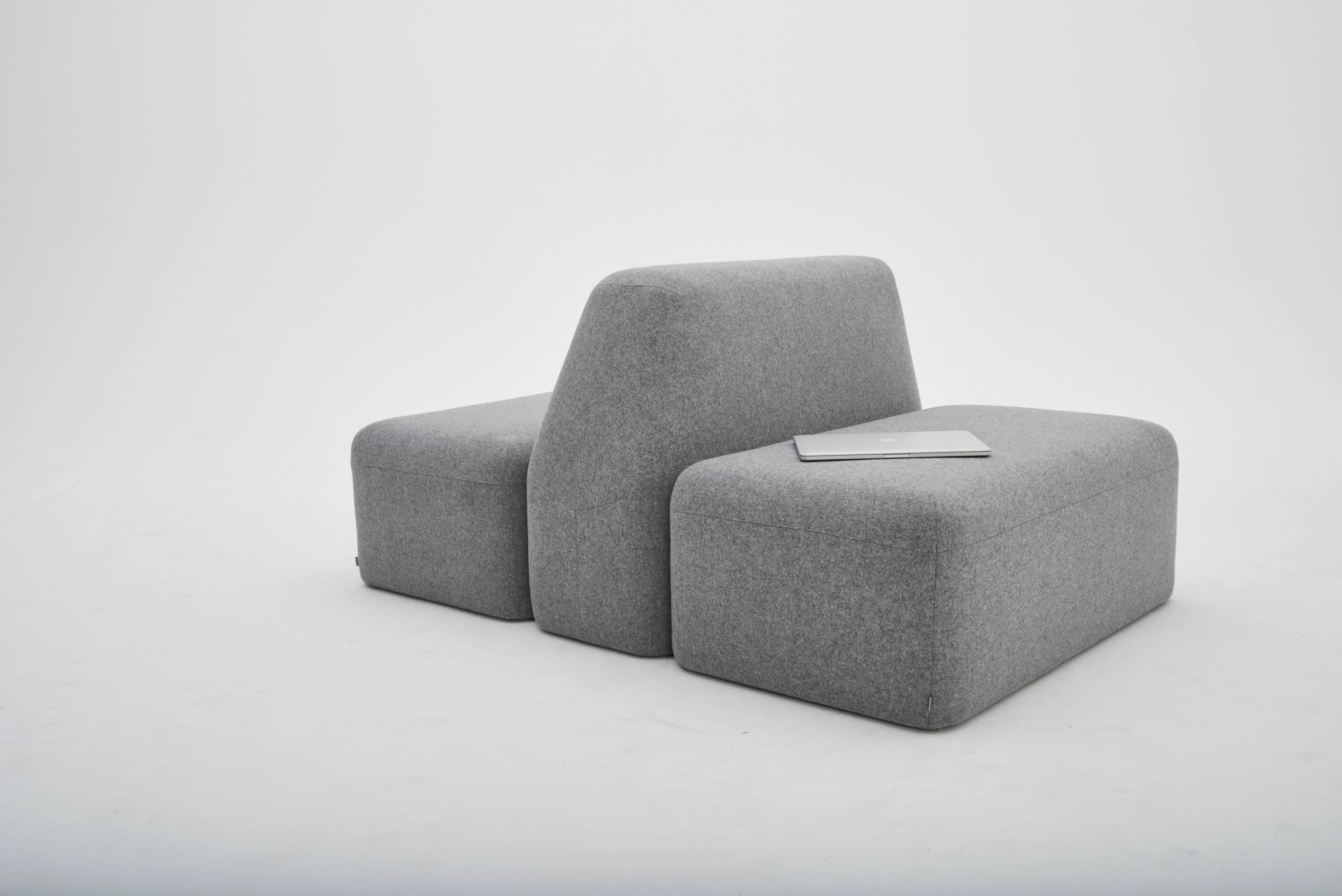 Wool Wedge Modular Sofa LAXseries by MASHstudios For Sale