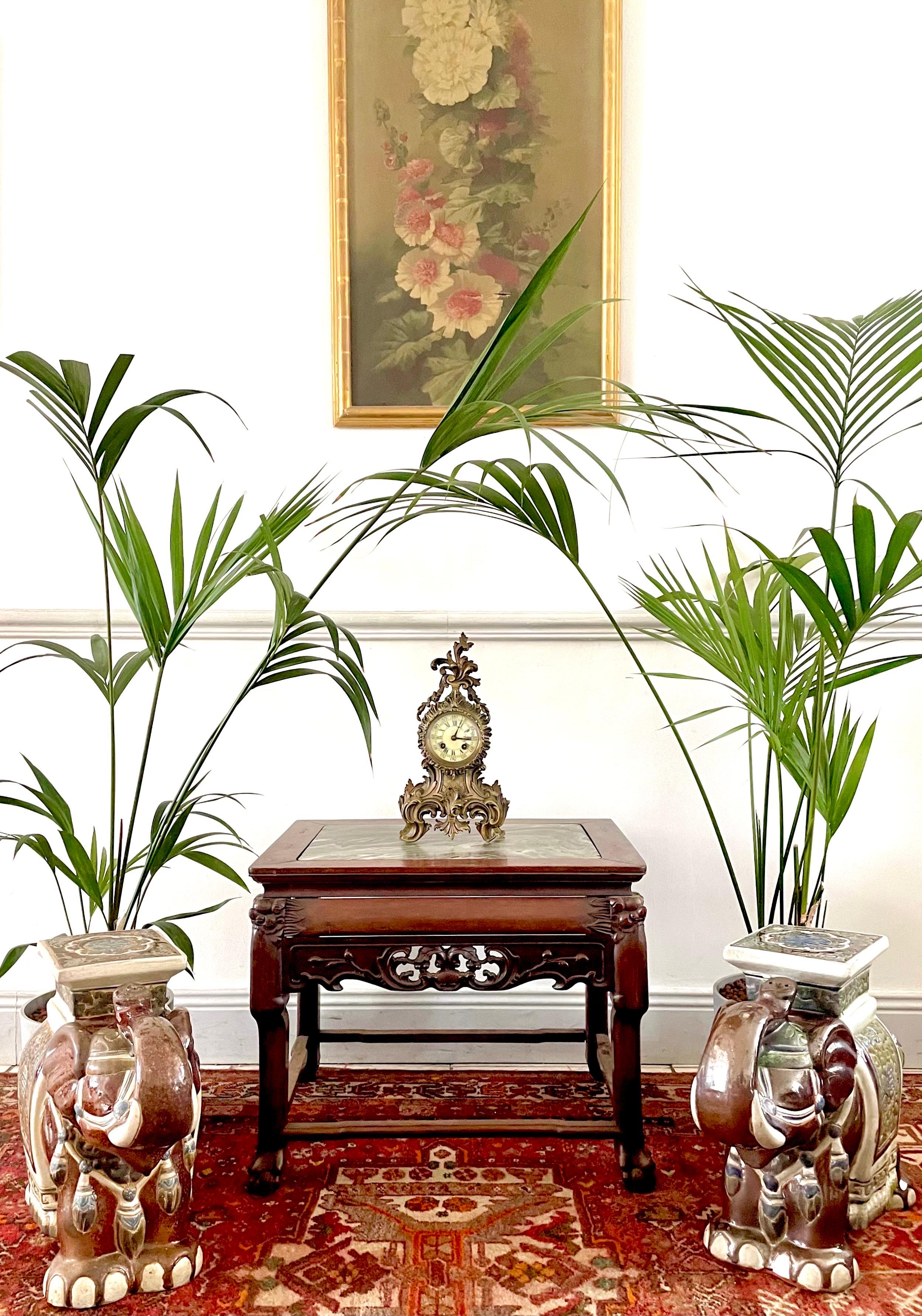 Pair of brown glazed ceramic elephants, garden stools or plant holders, China For Sale 12