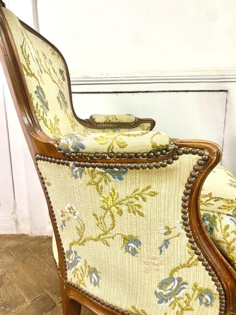 19th Century French Pair of Louis XV style bergere armchairs - carved wood - 19th - France For Sale