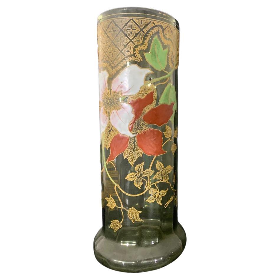 Francois Theodore Legras Pareja de jarrones en vidrio esmaltado Circa 1900 Esmaltado en venta