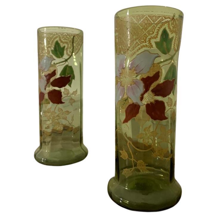 Francois Theodore Legras, Paar Vasen aus emailliertem Glas, um 1900 (Französisch) im Angebot