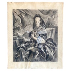RIGAUD (d'après) - 19e dessin signé Portrait de Marie Nemours Orleans - France