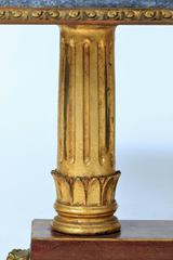 Pedestal Table of the Empire Style, Mahogany and Gilded Wood, Marble, Bronze