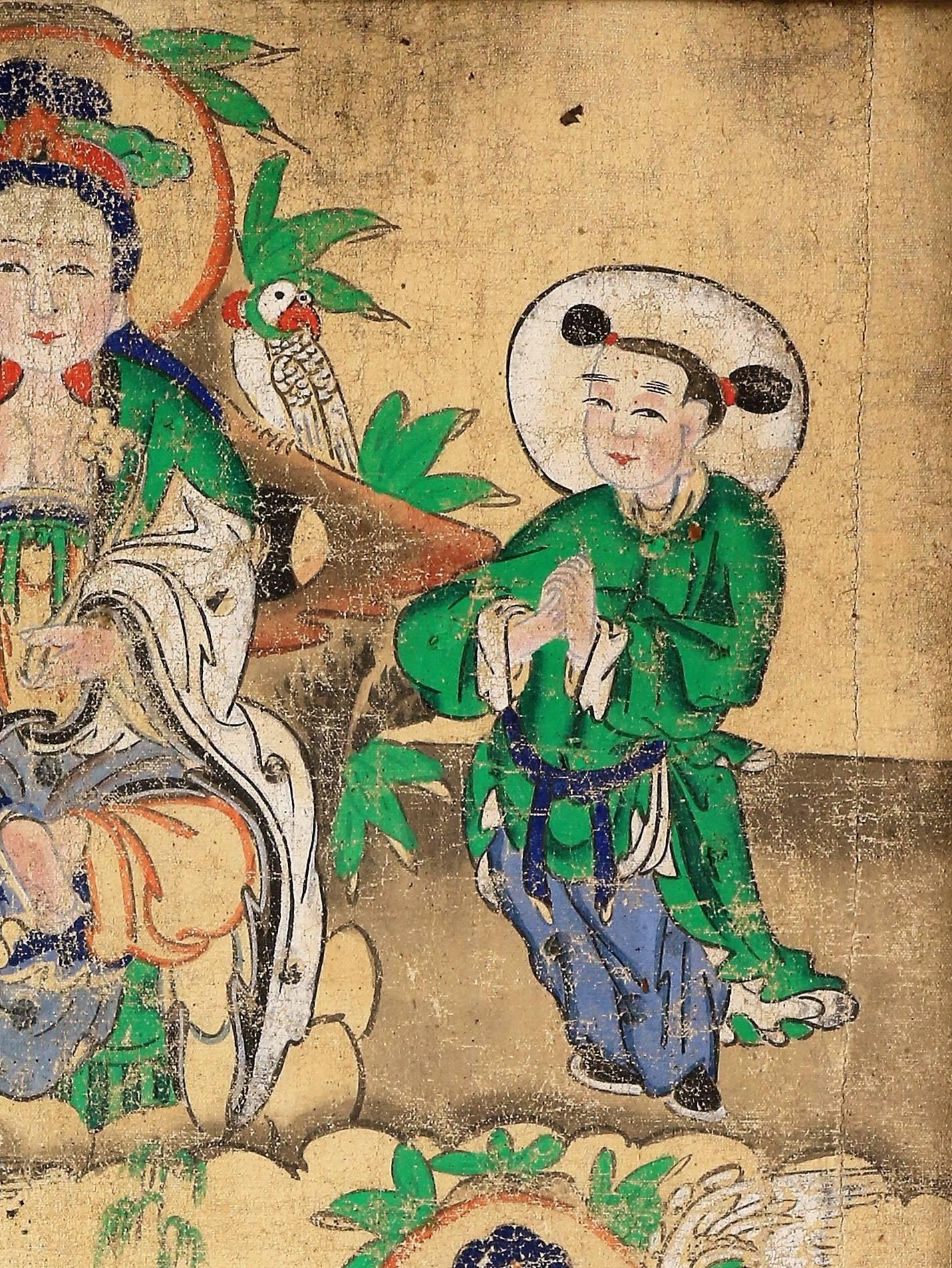 Peinture sur toile de l'immortel He Xiangu, Chine, XIXe siècle en vente 1