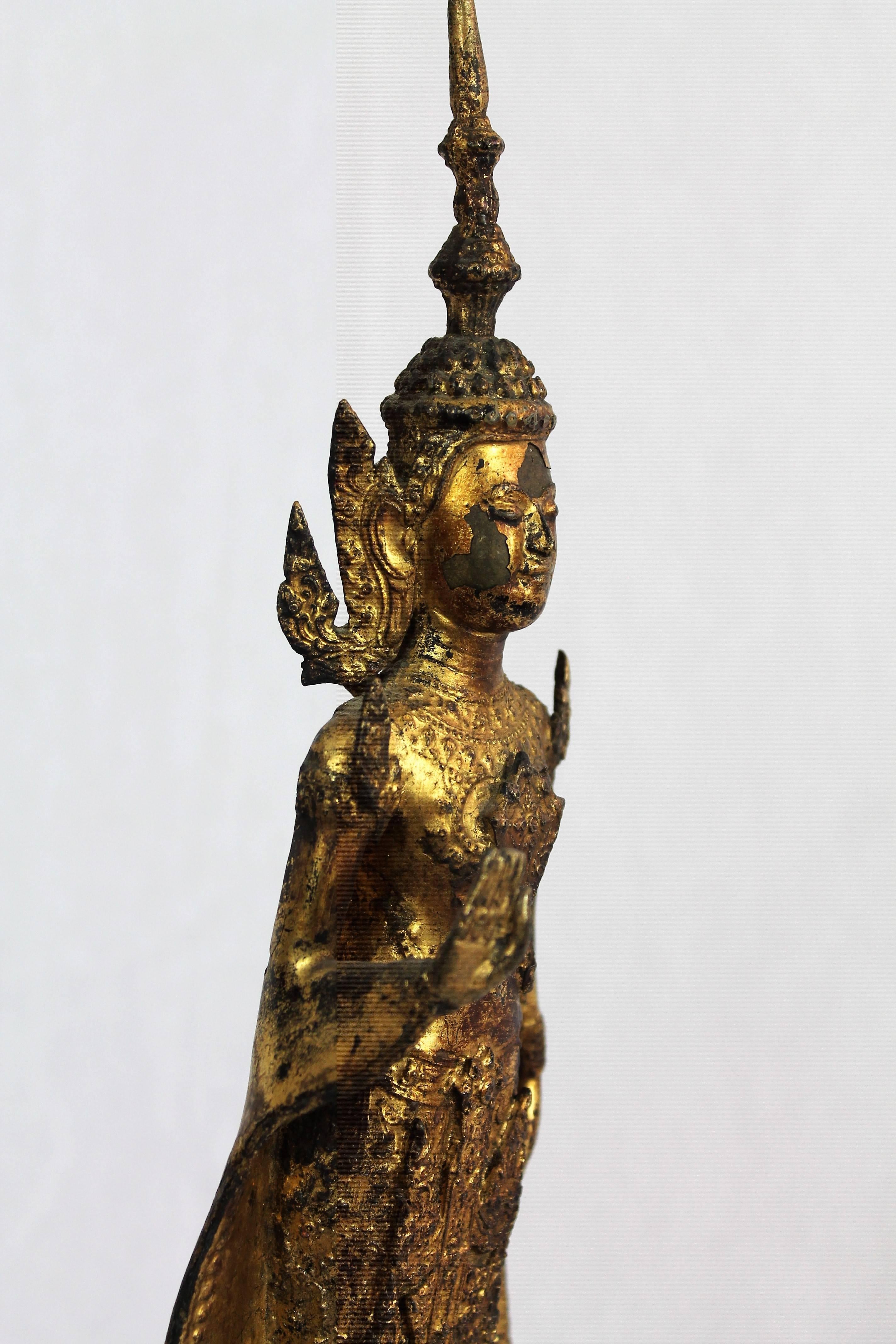 Thai Rattanakosin Bouddha Guilt-Lacquered Bronze, 19th Century