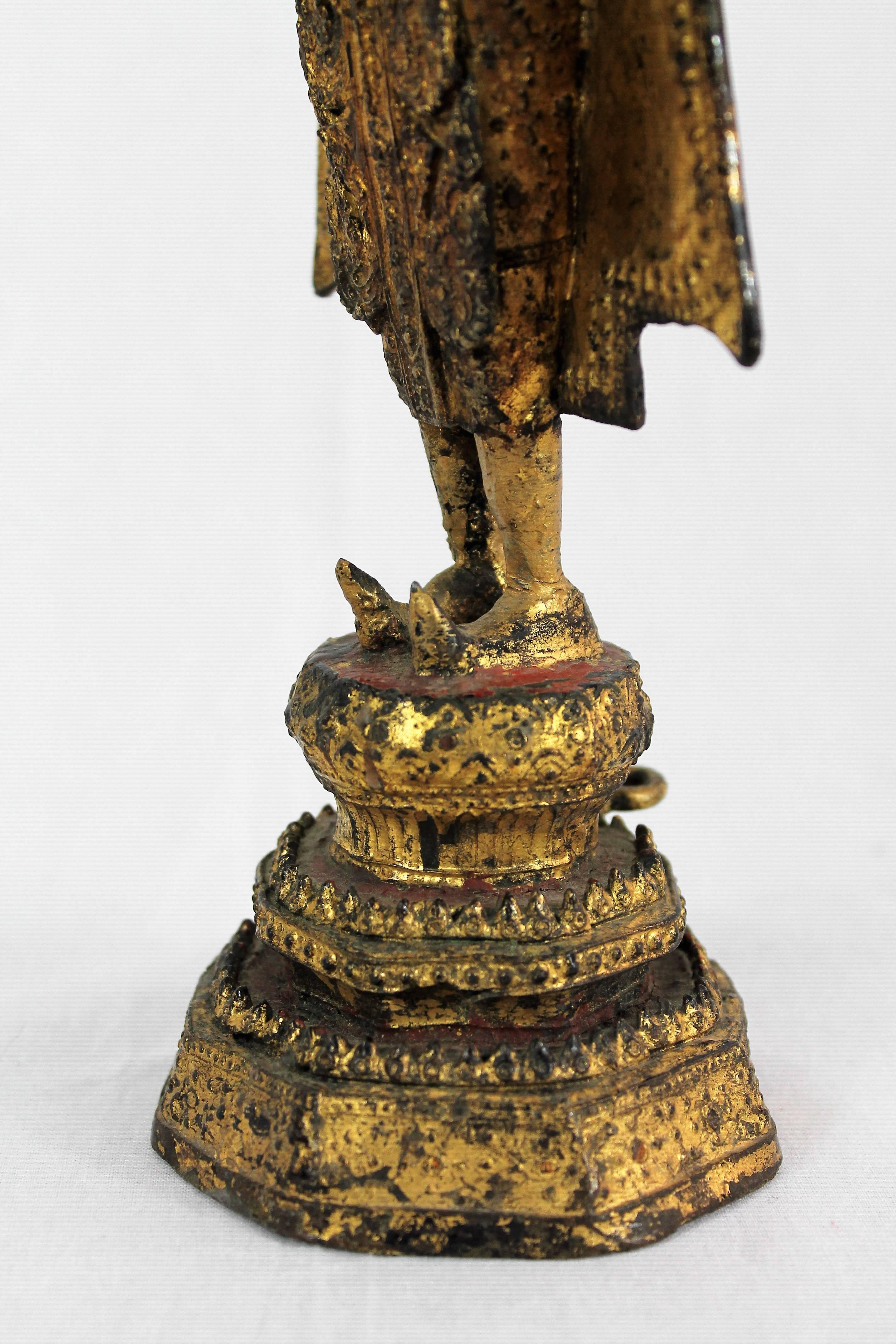 Rattanakosin Bouddha Guilt-Lacquered Bronze, 19th Century In Fair Condition In Beuzevillette, FR