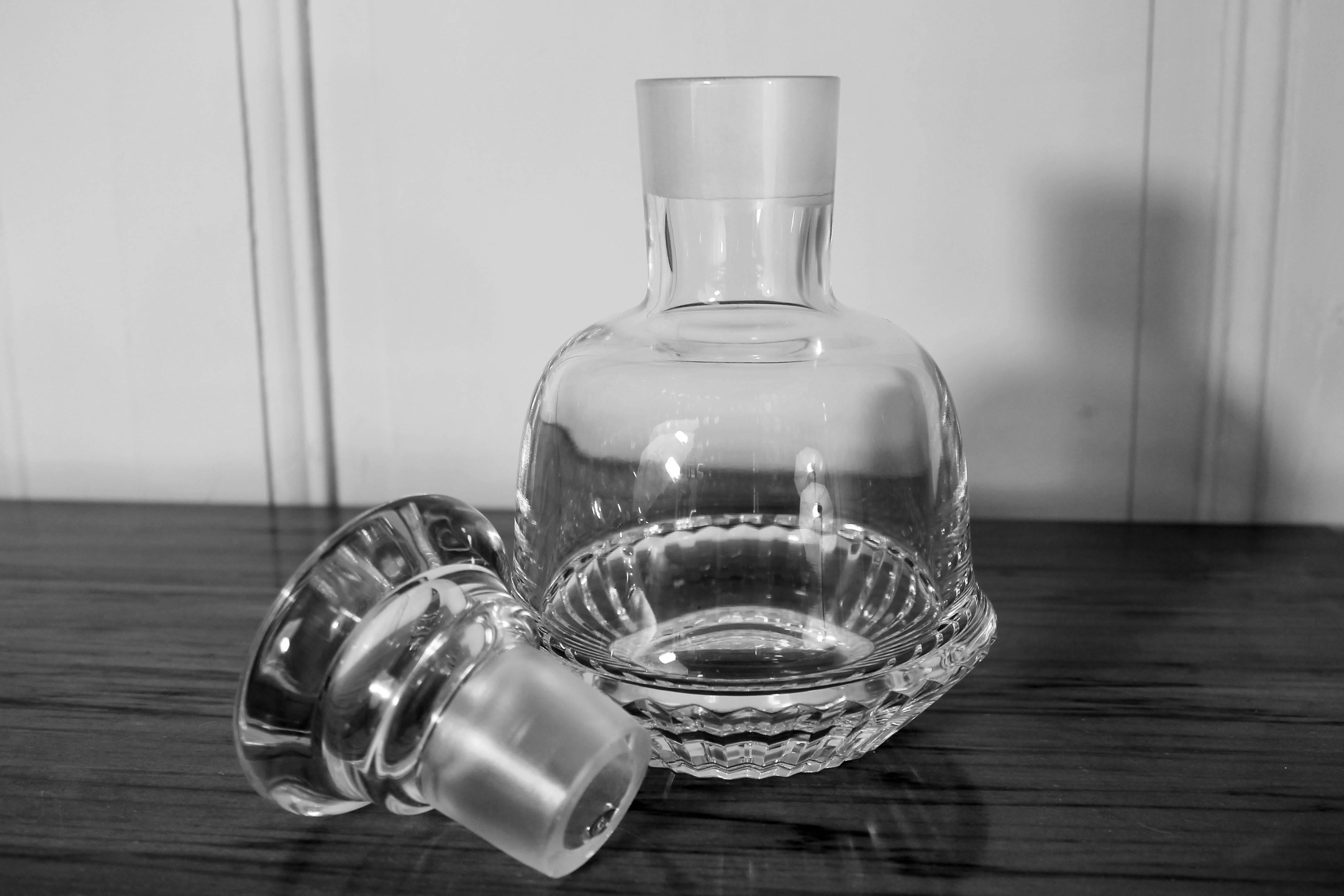 European Art Deco Crystal Whiskey Carafe, 1950