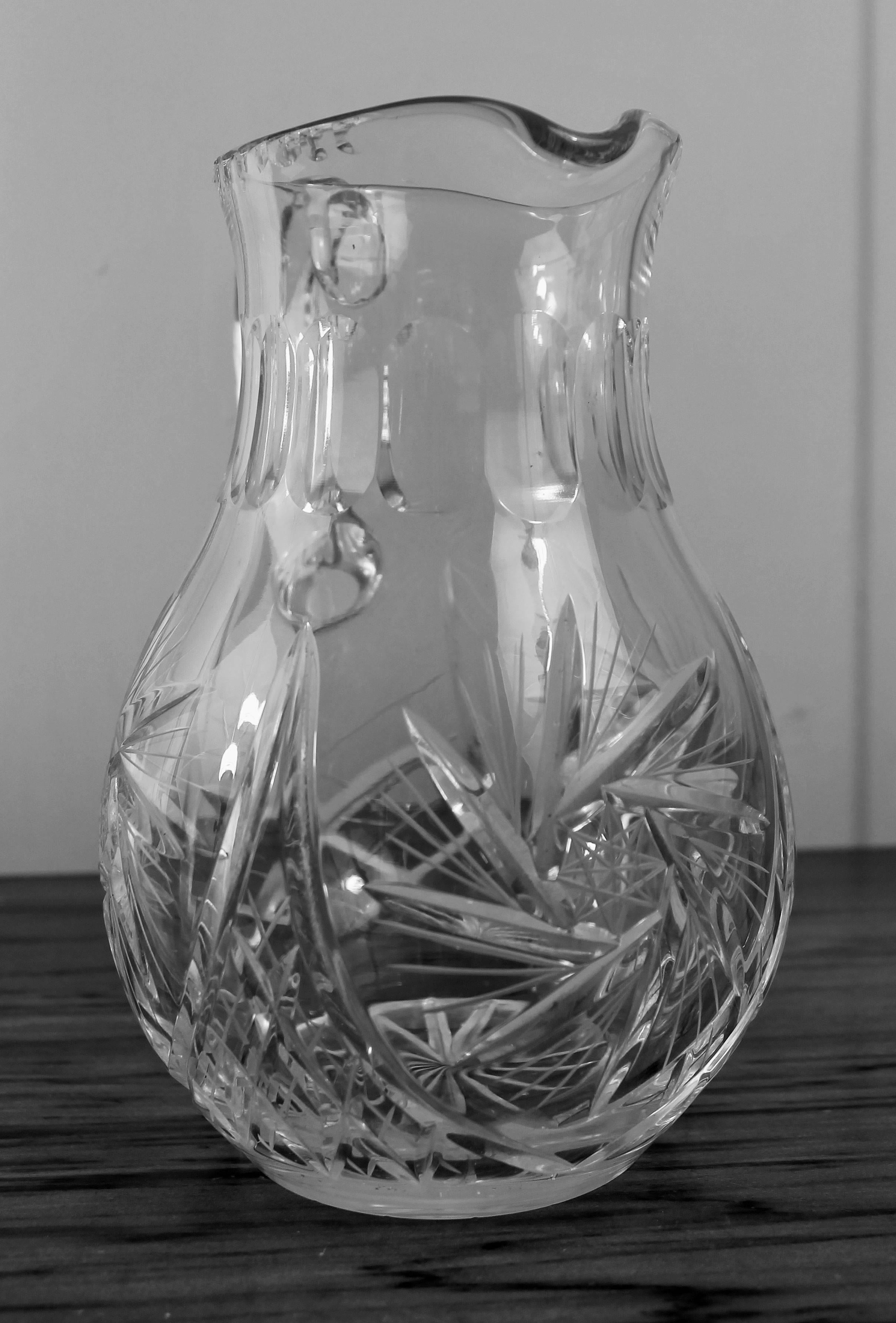 Français Pichet, pot et carafe à cidre en cristal gravé, France XIXe-XXe siècle en vente