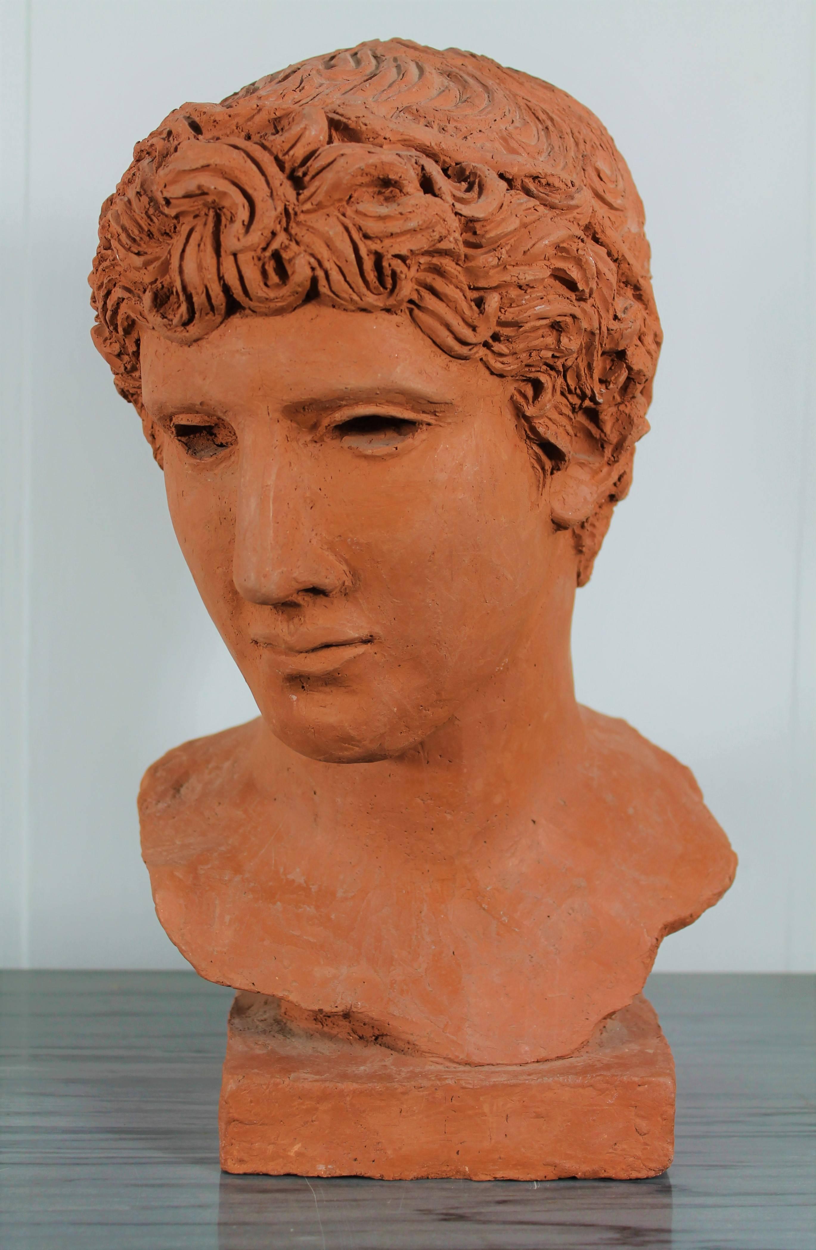 Art Deco Bust of a Young Man, Antique Ephebe by Morin Dry