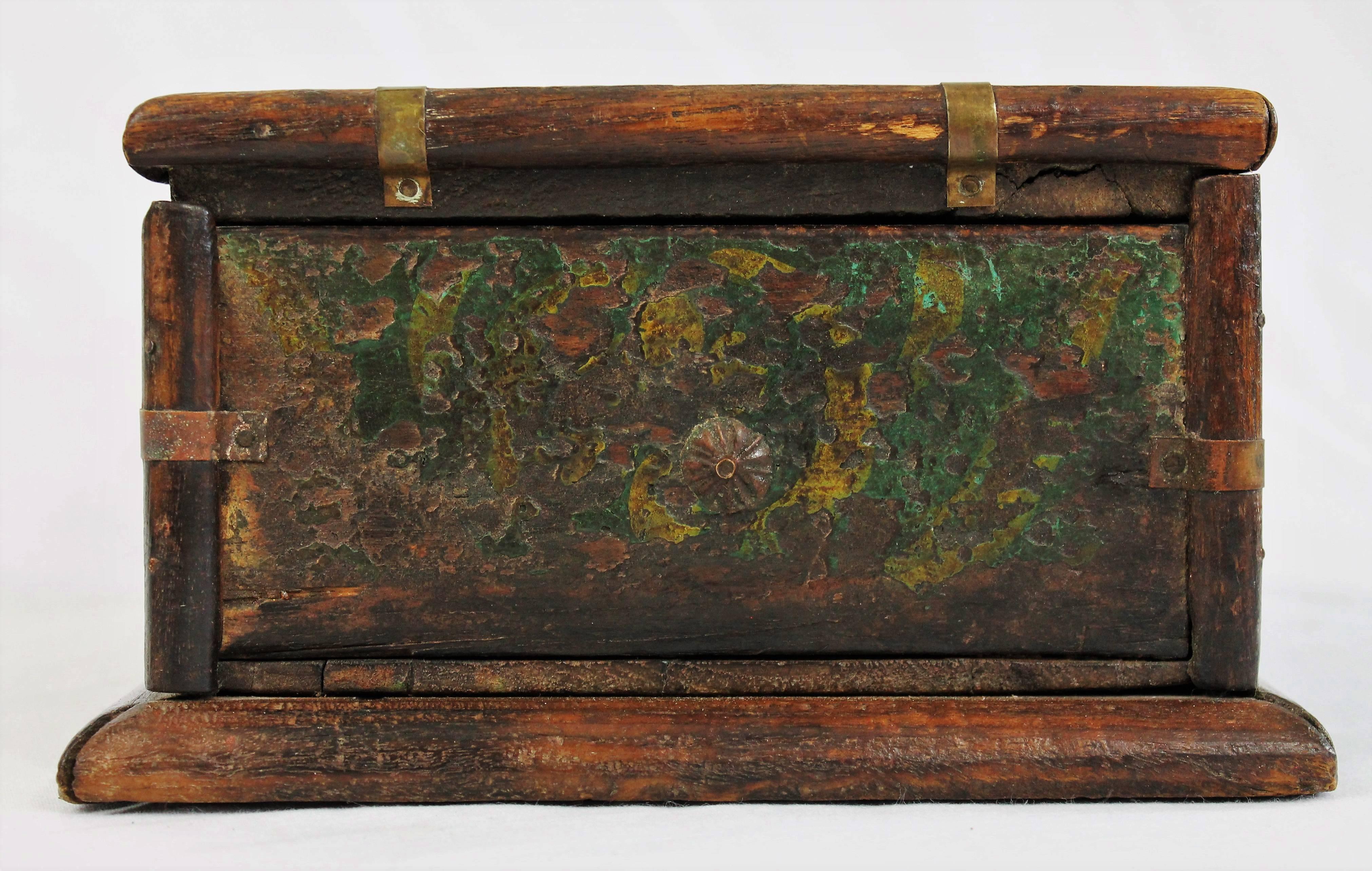 Louis XIII Interesting 17th Century Polychrome Fruitwood Box