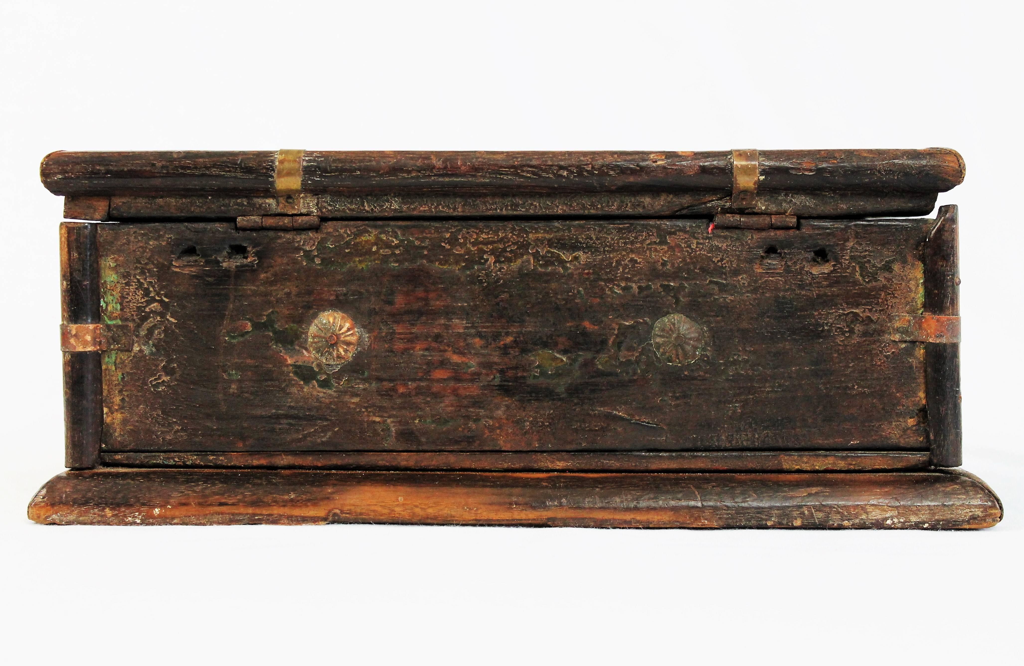 French Interesting 17th Century Polychrome Fruitwood Box
