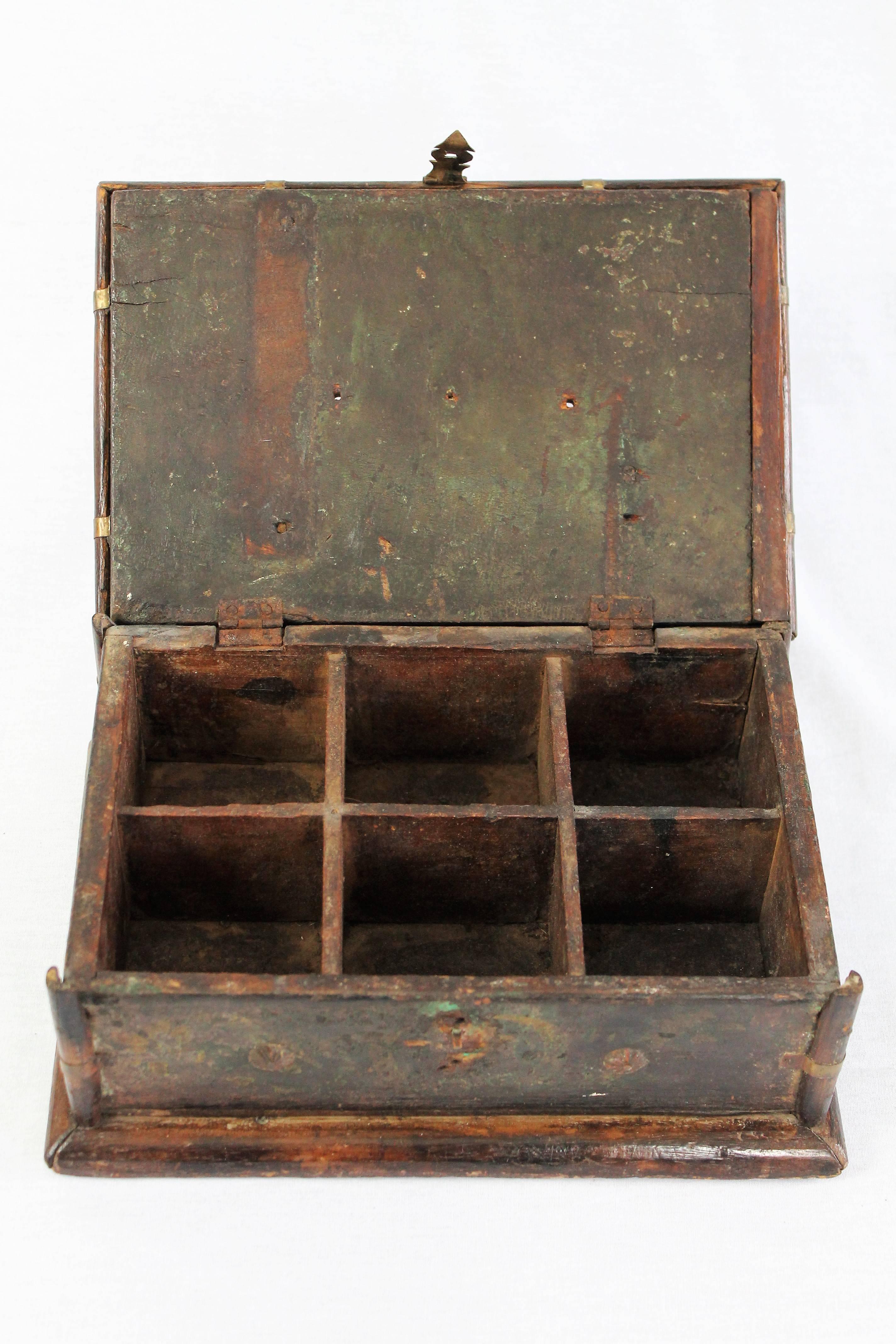Interesting 17th Century Polychrome Fruitwood Box 2