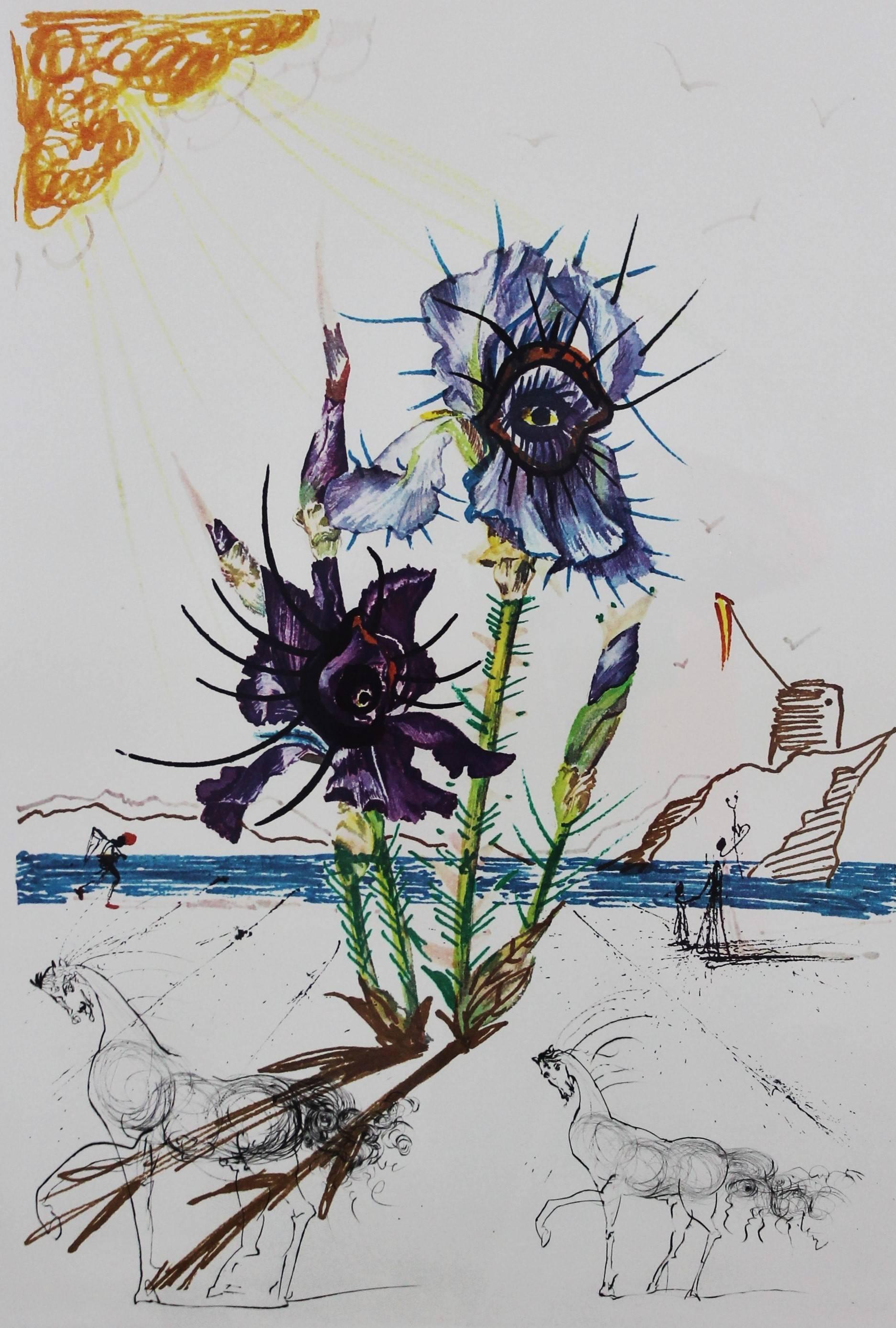 Salvador Dali « Iris Dali’s Youth » Lithograph 20th Century Signed In Good Condition In Beuzevillette, FR