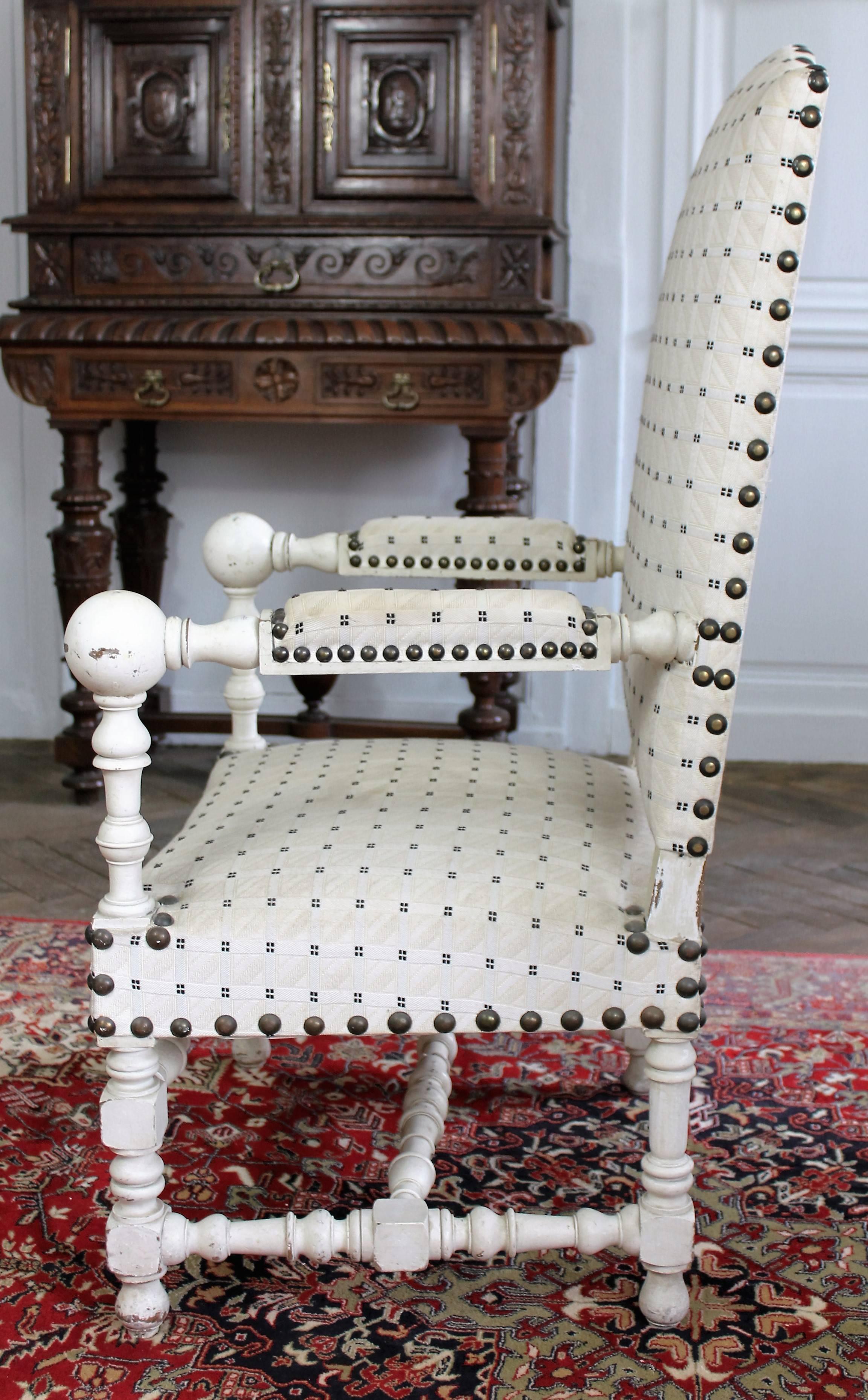 Pair of 19th Century Louis XIII Style Armchairs France In Good Condition For Sale In Beuzevillette, FR