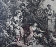 Francois Boucher "The Presents of the Shepherd" Large 18th Century Engraving