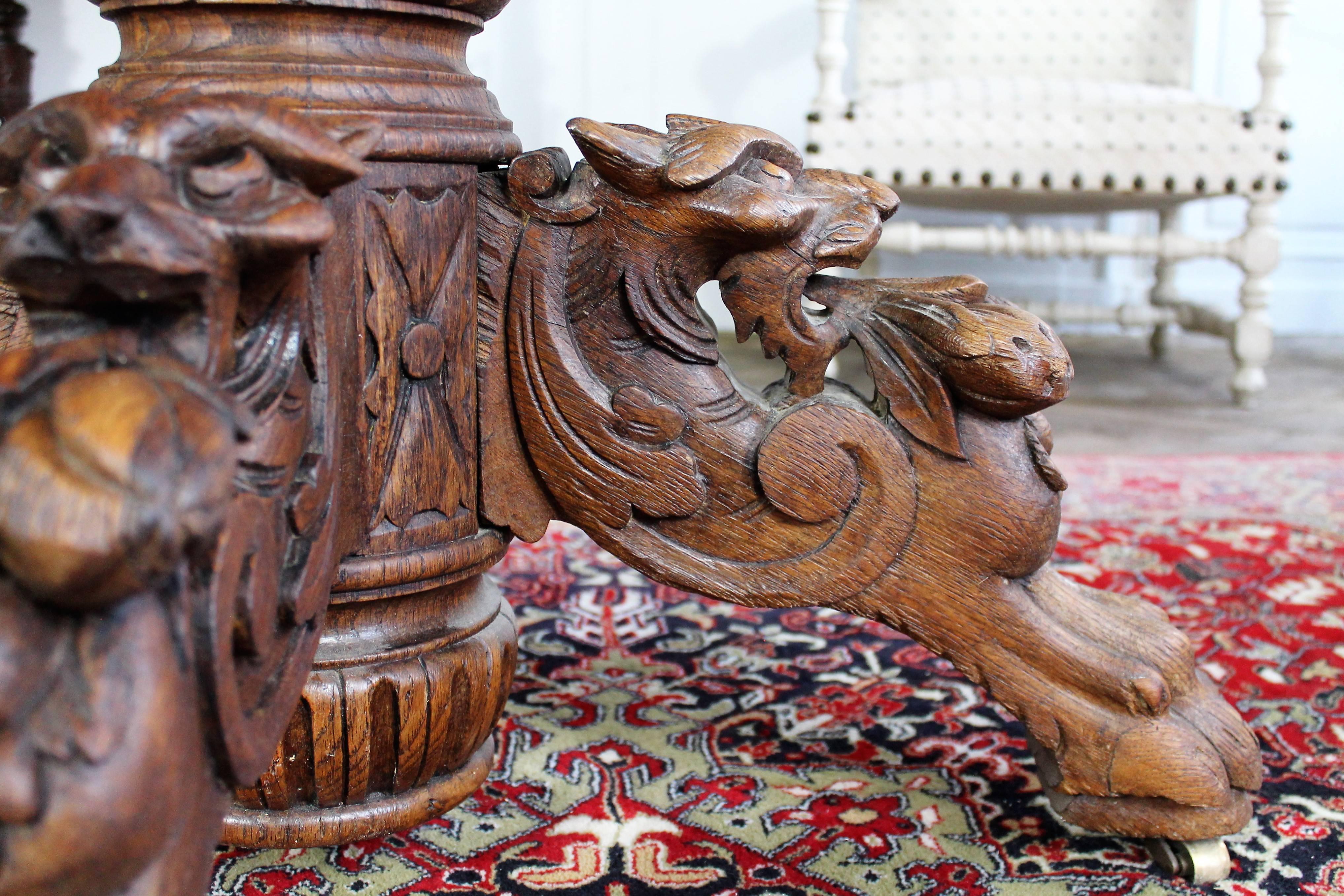 French Renaissance Revival Table with Lion's Head