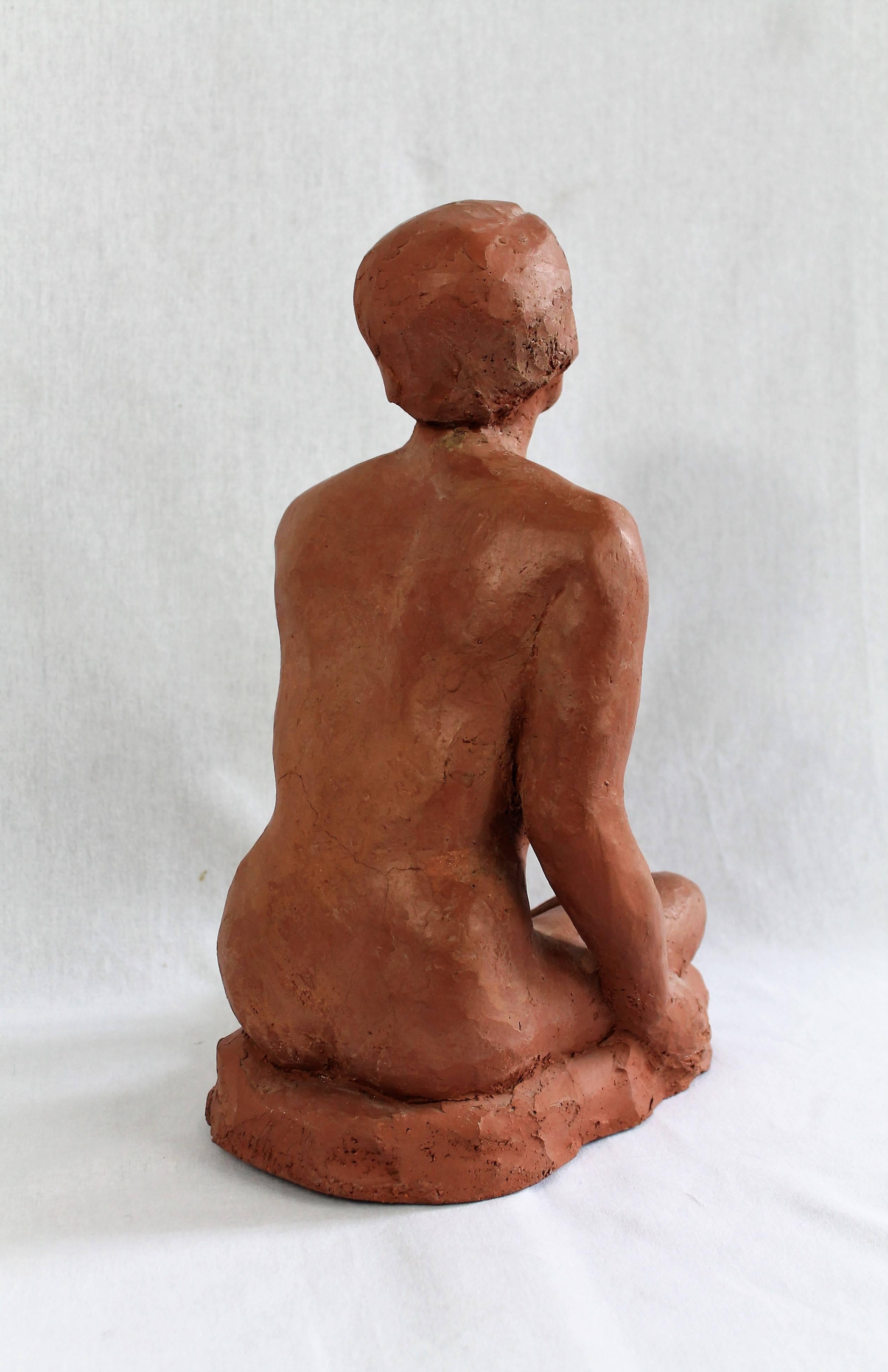 Beautiful representation of a nude woman seated, terra cotta by Morin Dry.
Art Deco
Signed on the base, 
1940s.
 