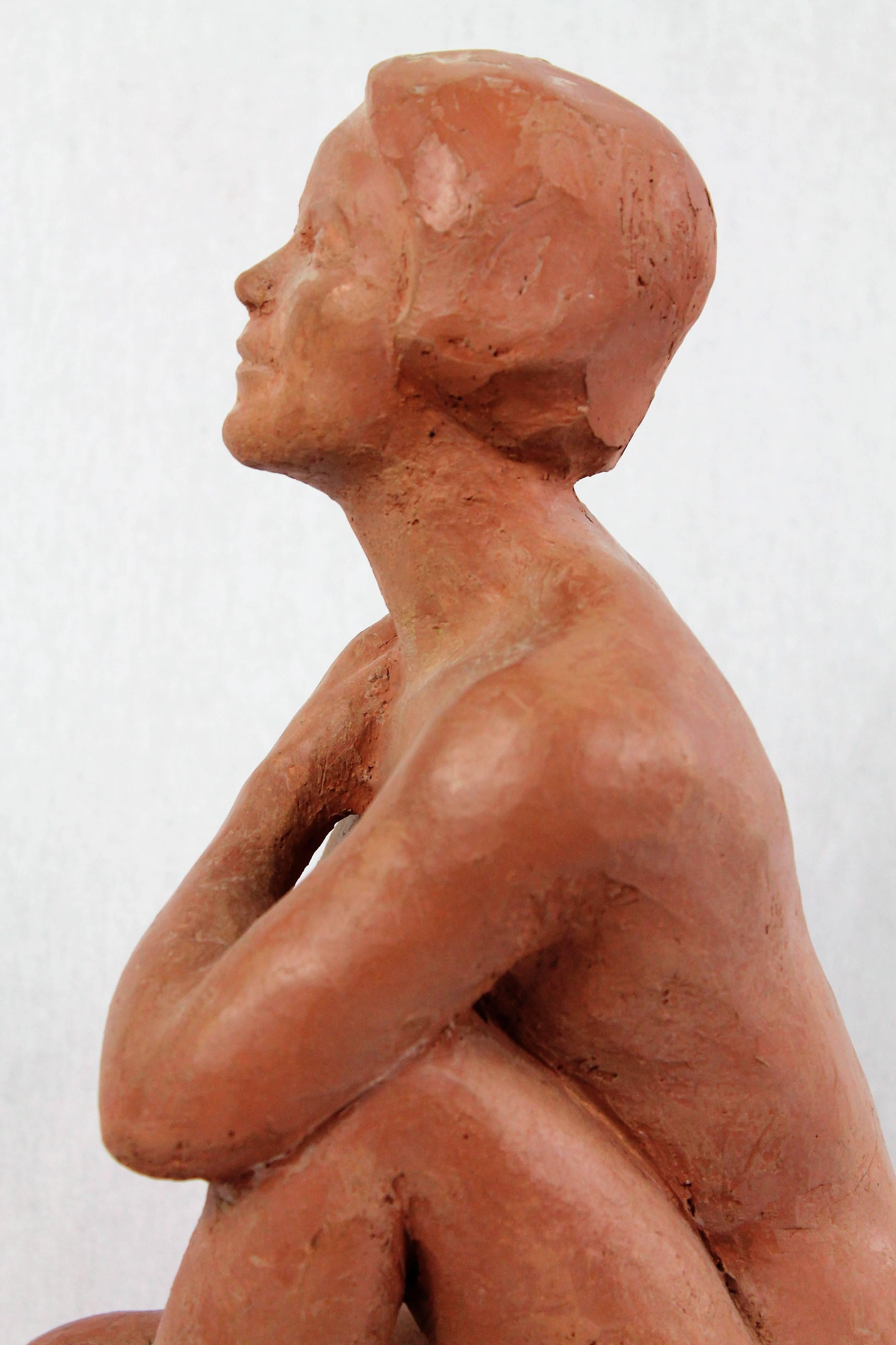 Nude Seated Woman Terracotta, by Dry Morin 1940-1950 France For Sale 2