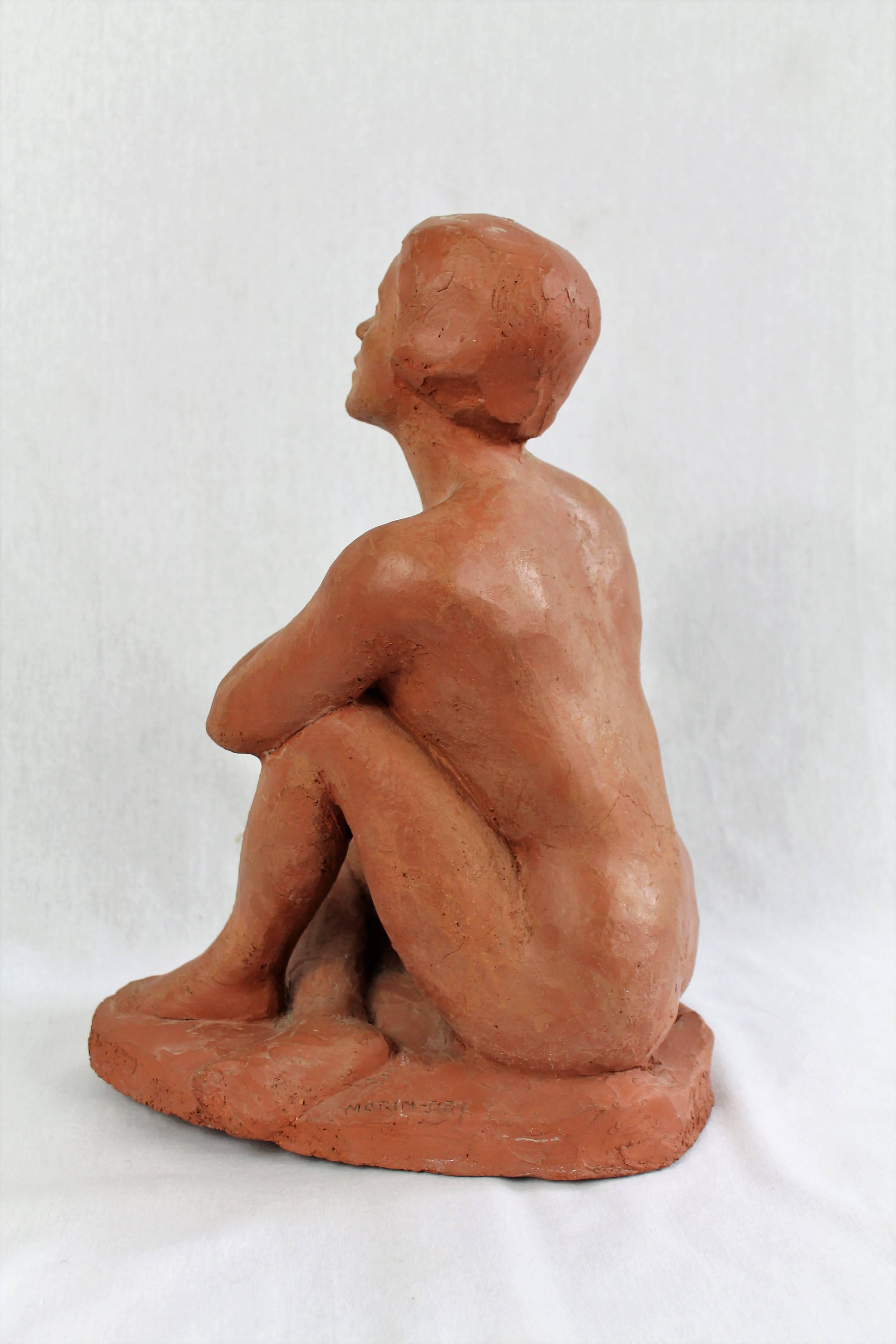 Nude Seated Woman Terracotta, by Dry Morin 1940-1950 France For Sale 3