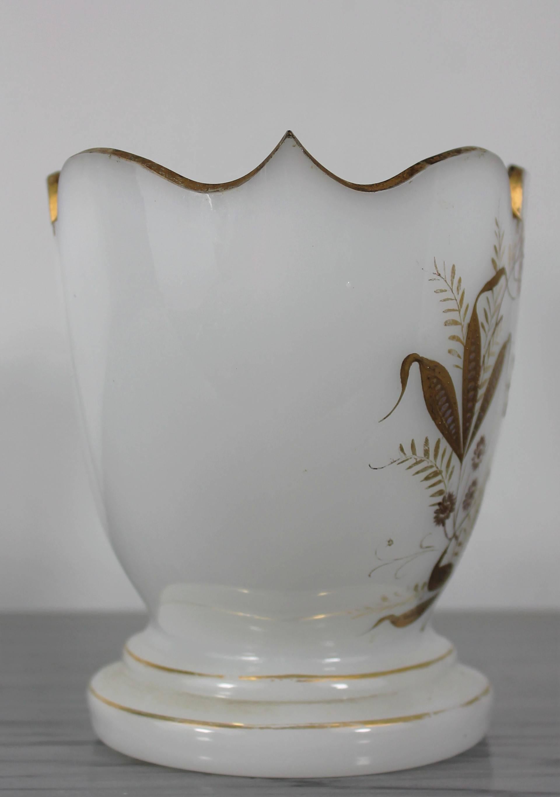 French Cup, Planter, Wedding Cup, vase - Opaline Glass Gilded with Fine Gold For Sale
