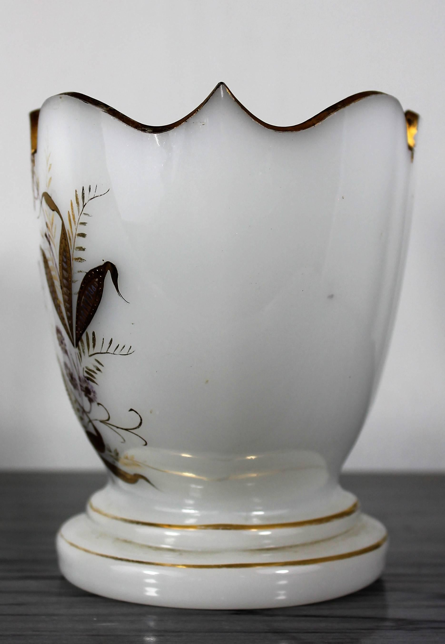 Cup, Planter, Wedding Cup, vase - Opaline Glass Gilded with Fine Gold For Sale 1