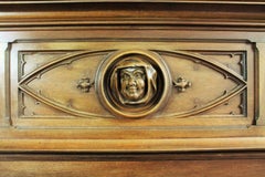 Chimenea de estilo gótico con su campana y salamandra, bruja y armiño tallados