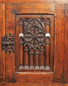 Gothic Revival Armoire with an Oak Door